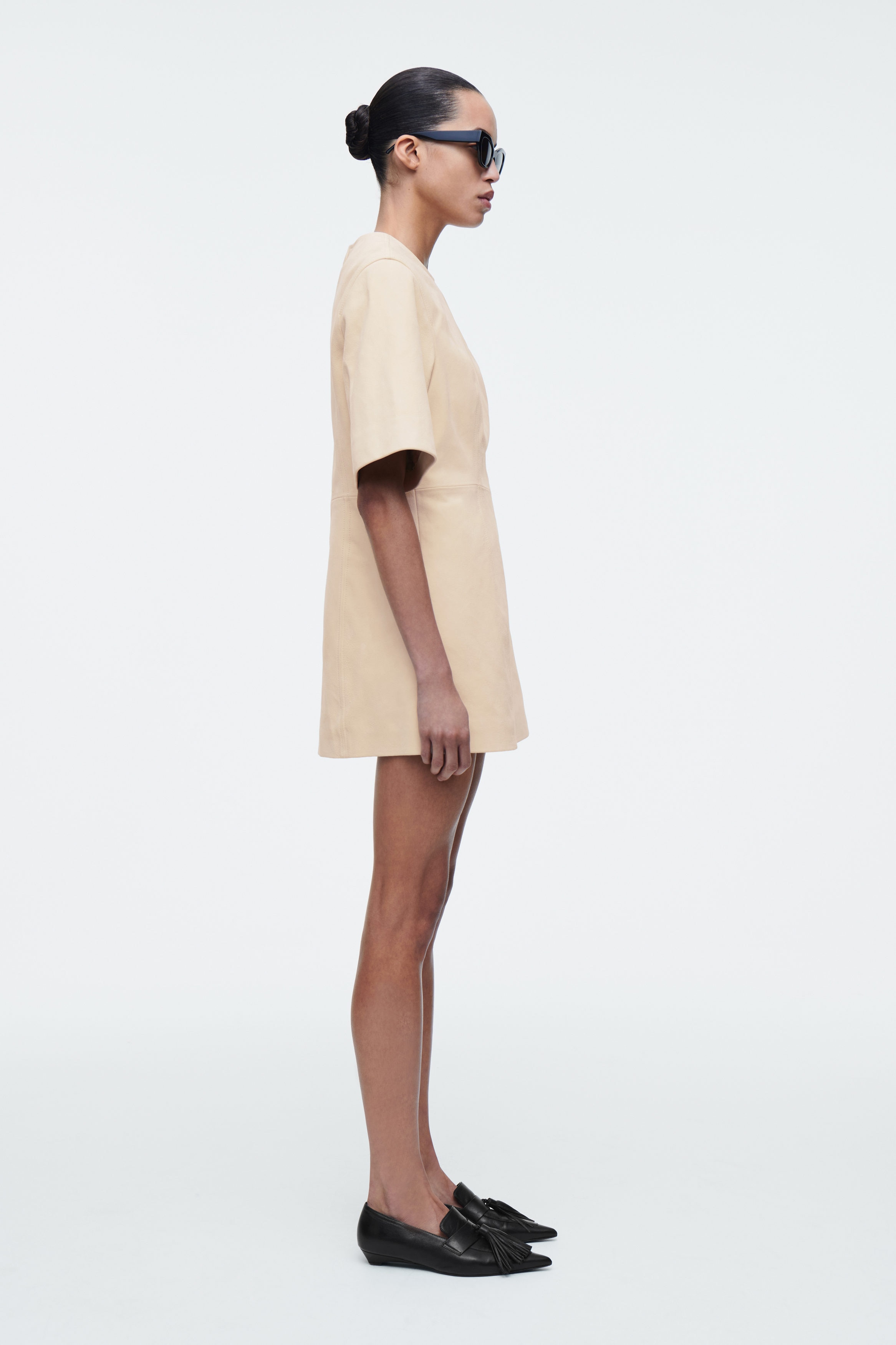 SUEDE MINI T-SHIRT DRESS - BUTTERMILK | COS US