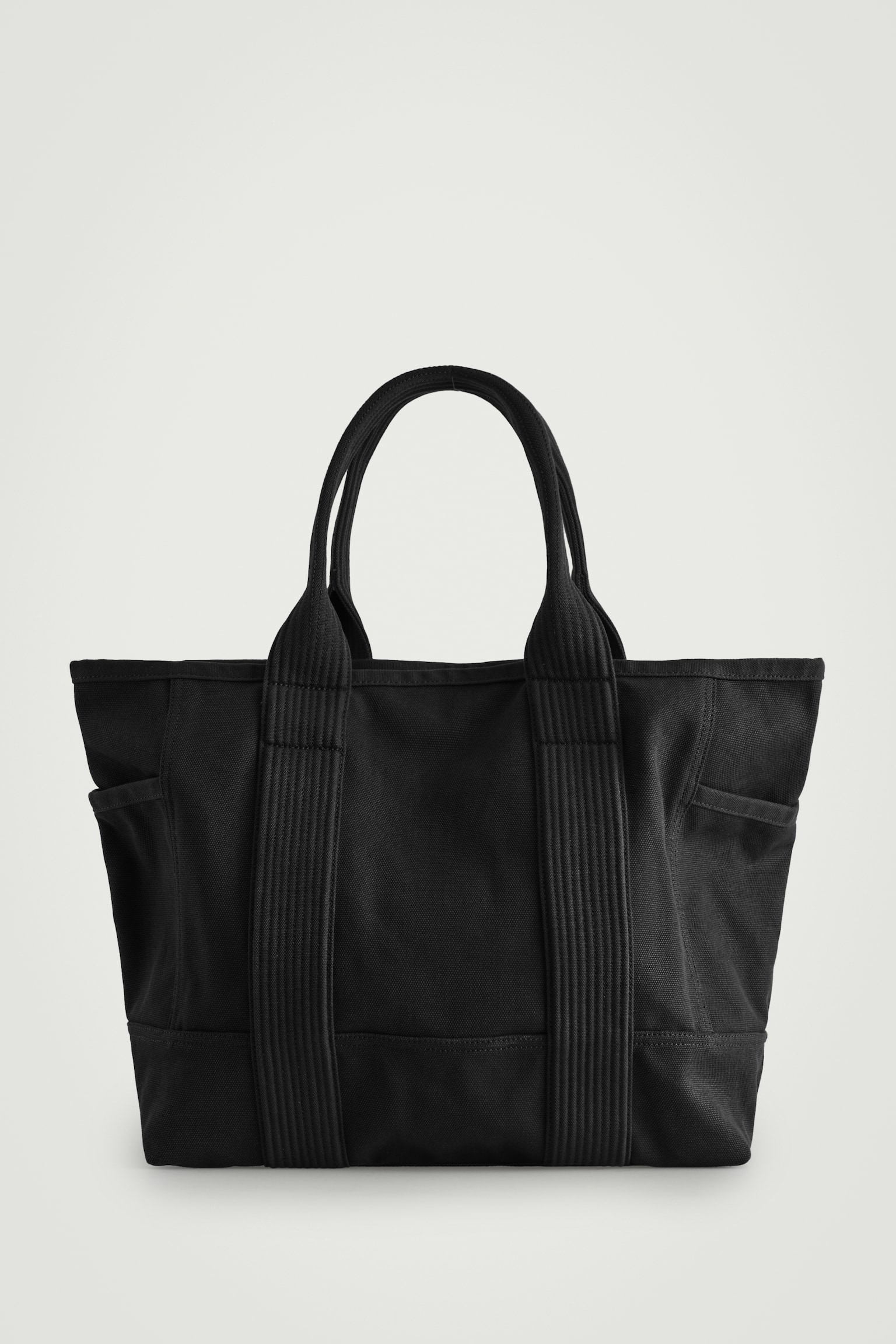 BORSA TOTE OVERSIZE IN TELA - NERO/KAKI - 2