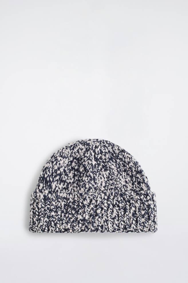 FLECKED WOOL-BLEND BEANIE - NAVY / WHITE - 1