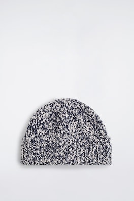 FLECKED WOOL-BLEND BEANIE — NAVY / WHITE 4