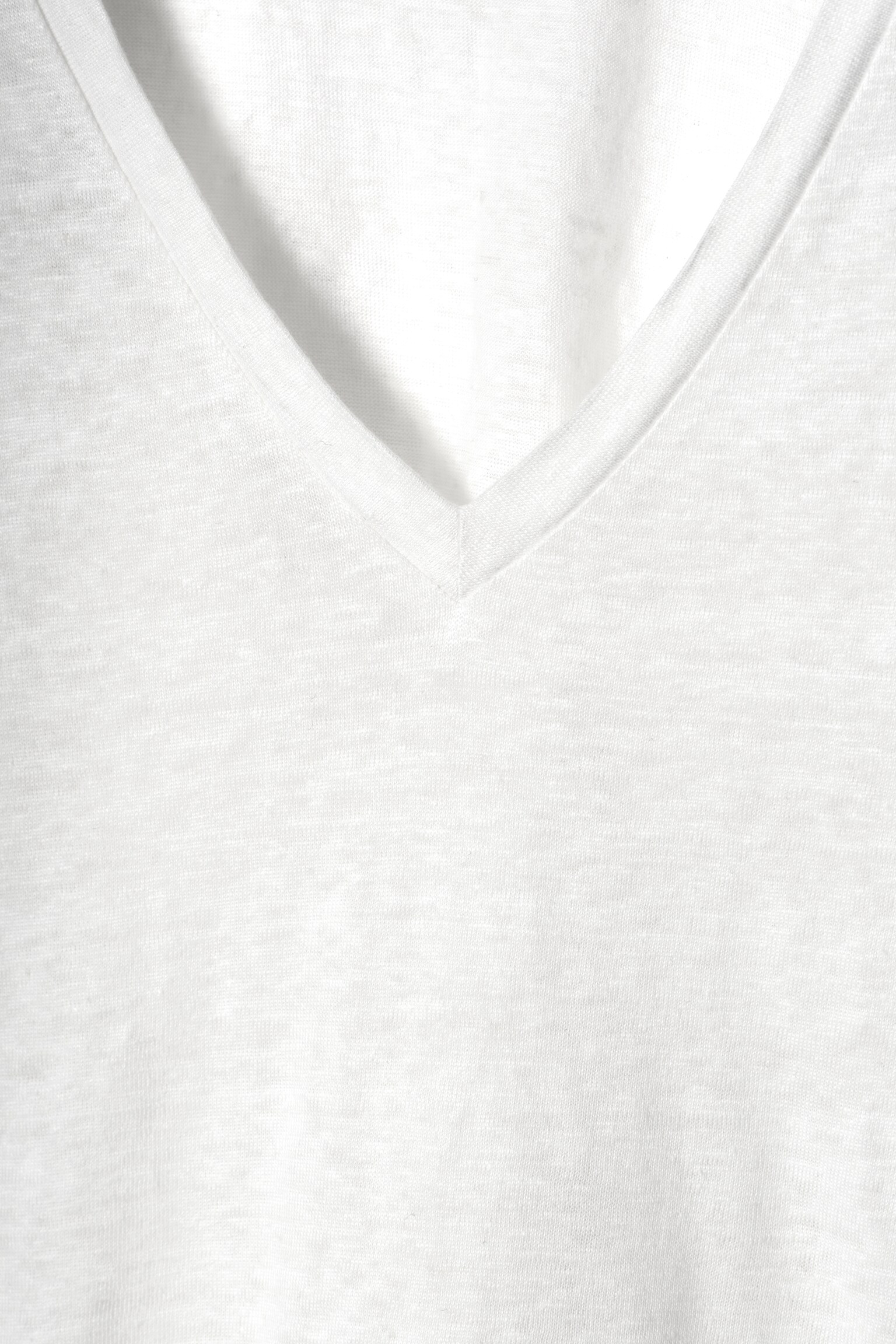 T-SHIRT IN LINO CON SCOLLO A V - BIANCO/VERDE CHIARO/NERO - 5