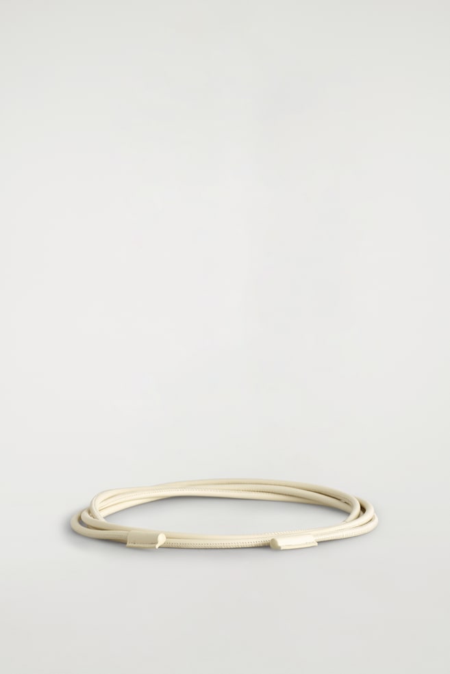 CEINTURE EN CUIR FAÇON CORDE - JAUNE PÂLE/ROUGE - 1