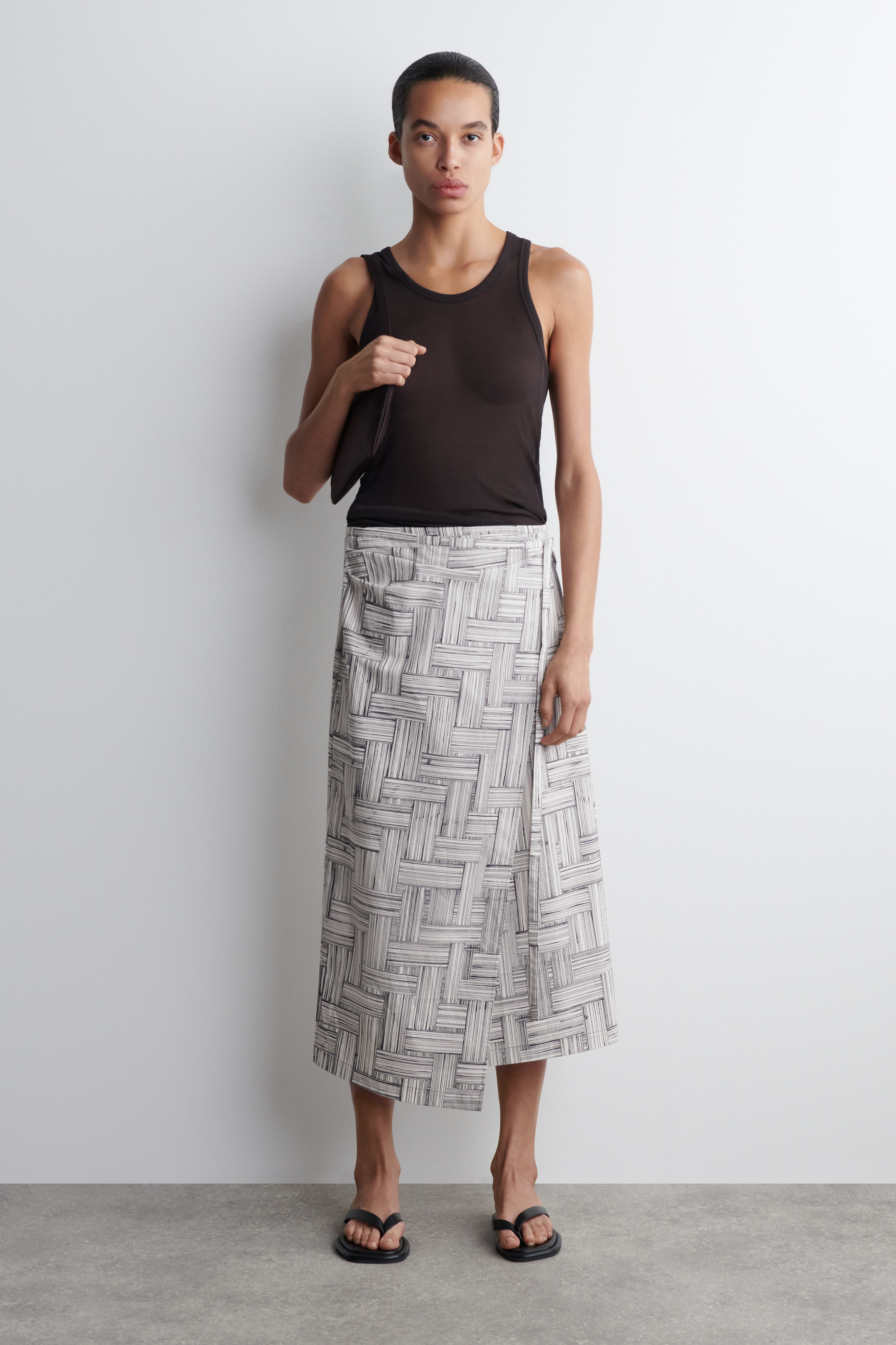 PRINTED COTTON WRAP SKIRT