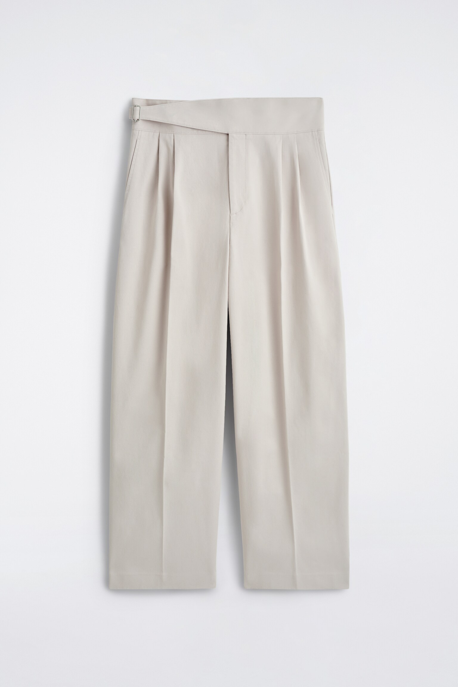 PANTALON LARGE À PLIS CEINTURÉ - BEIGE CLAIR/BLACK - 2