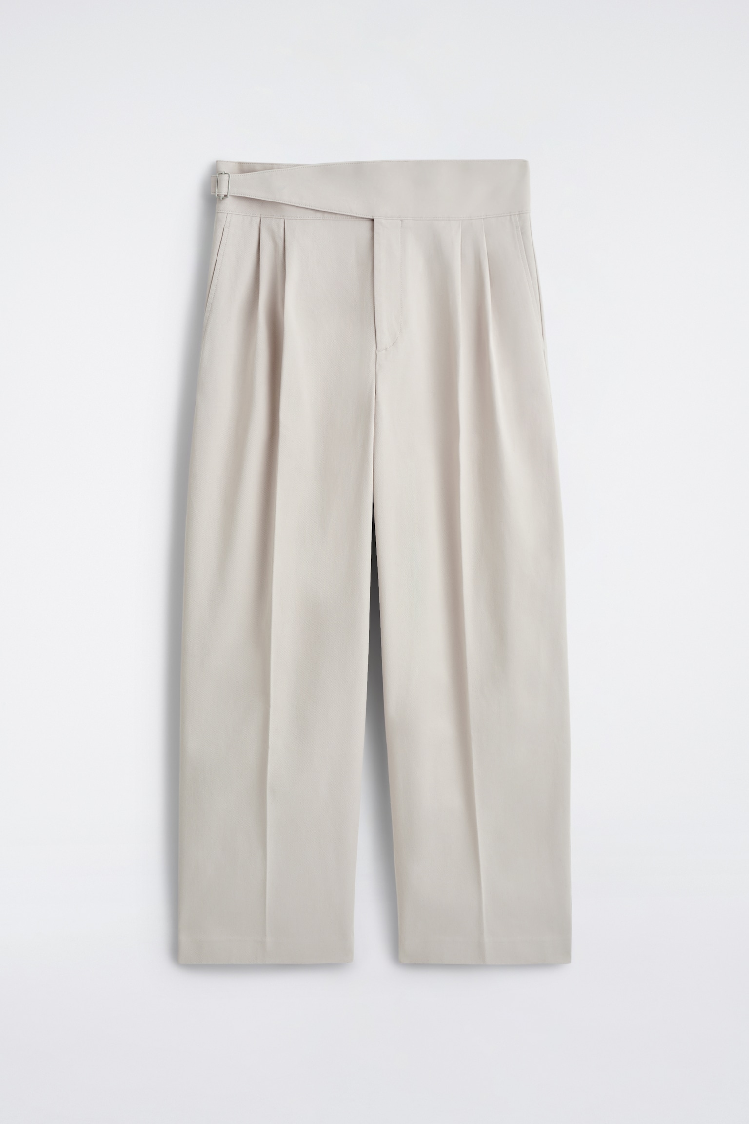 PANTALON LARGE À PLIS CEINTURÉ - BEIGE CLAIR/BLACK - 2
