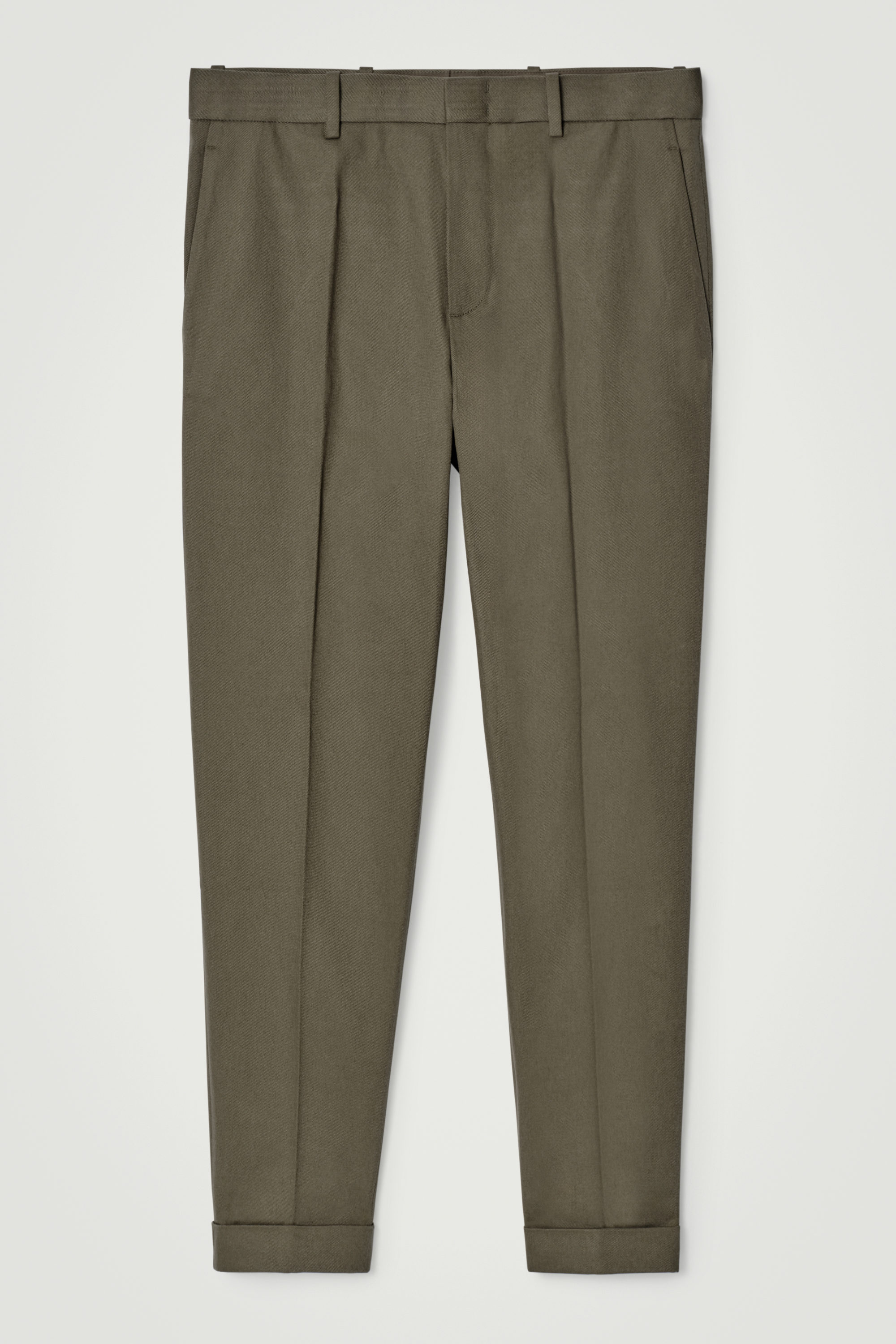 TURN-UP TAPERED TWILL TROUSERS - KHAKI | COS