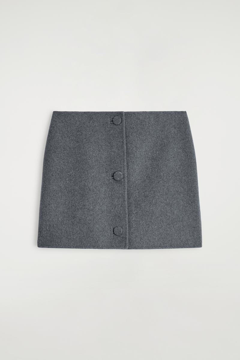 Buttoned Double-Faced Wool Mini Skirt Buttoned Double-Faced Wool Mini Skirt