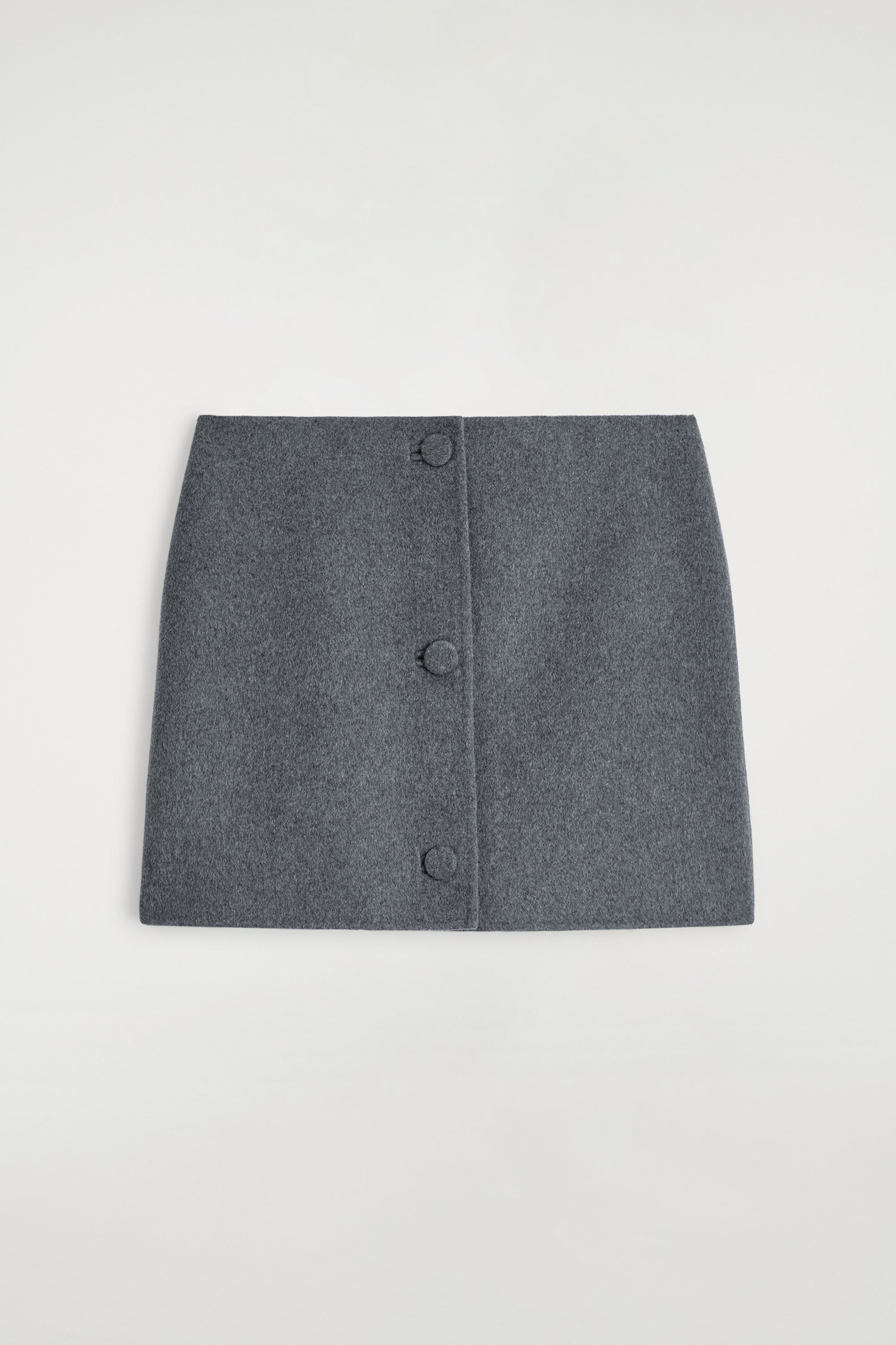 BUTTONED DOUBLE-FACED WOOL MINI SKIRT