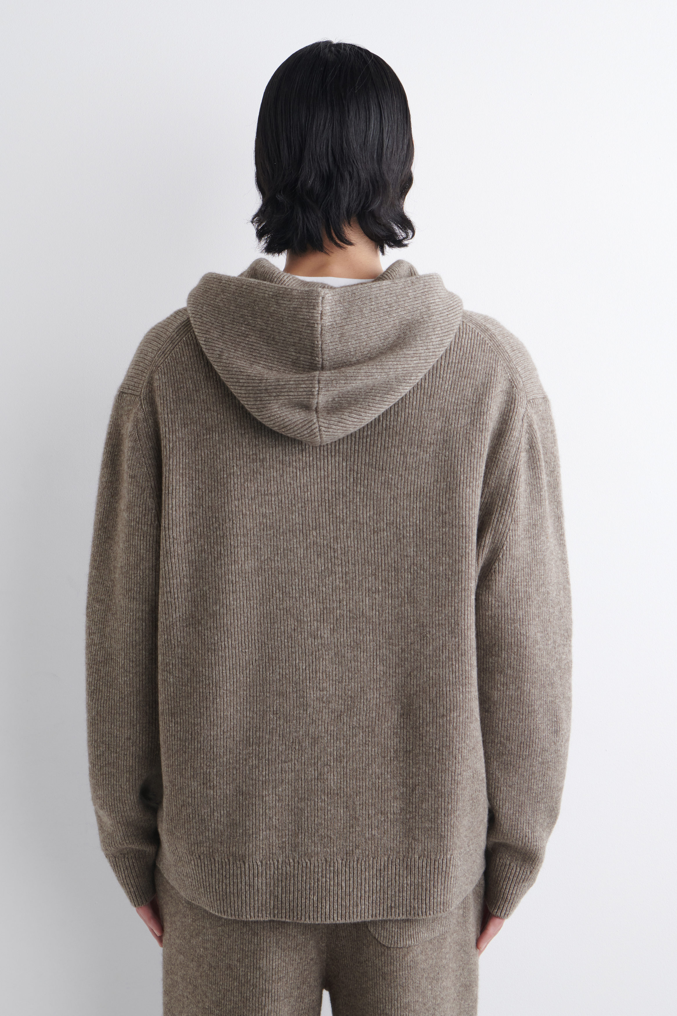 KNITTED MERINO-YAK ZIP-UP HOODIE - BEIGE MÉLANGE | COS US