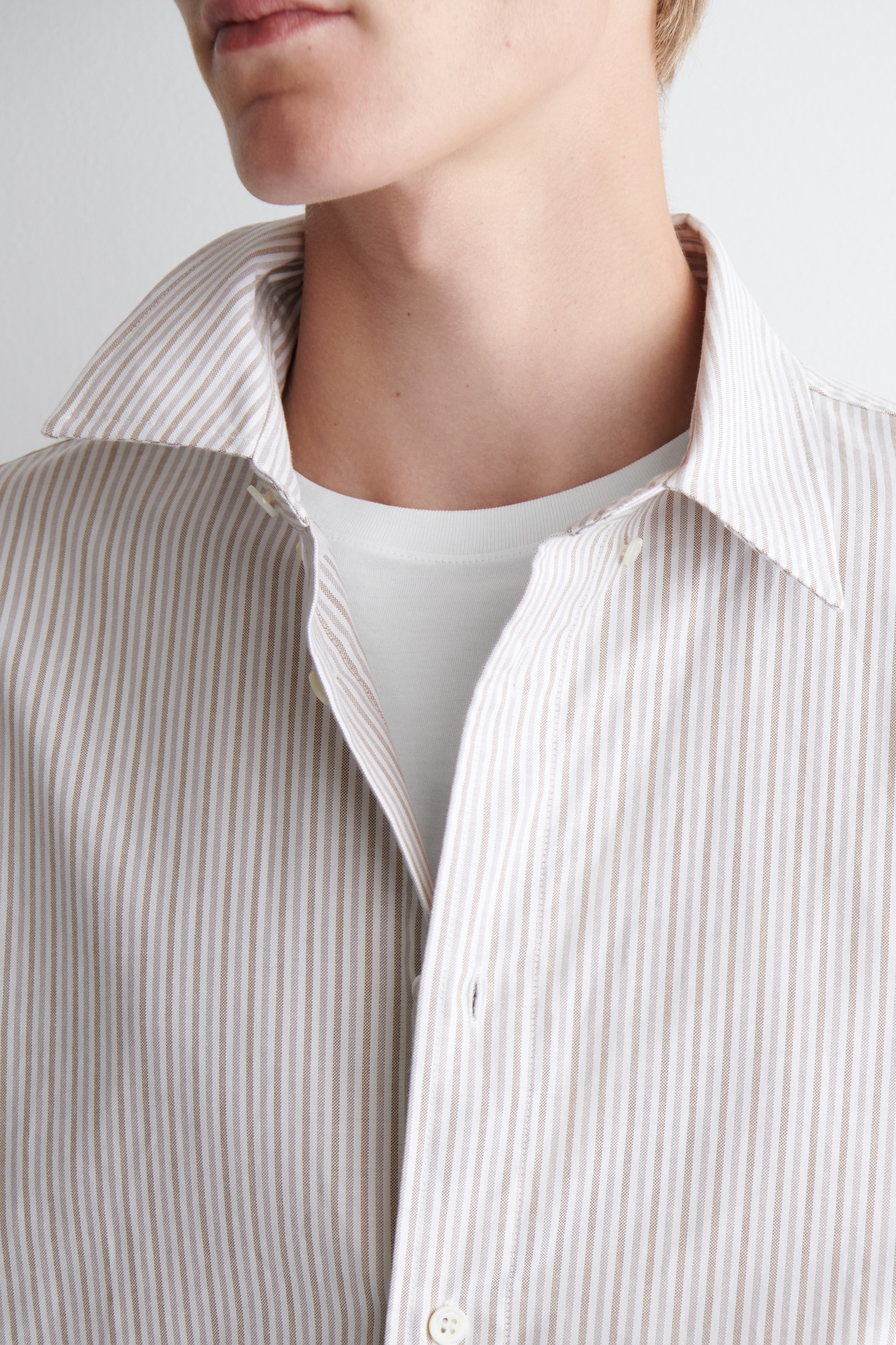 OXFORD KATOENEN OVERHEMD - BEIGE / WIT / GESTREEPT/WIT - 6