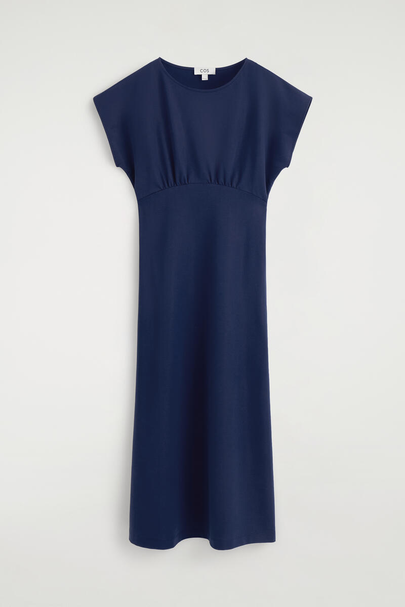 Sculpted Gathered Jersey Midi Dress