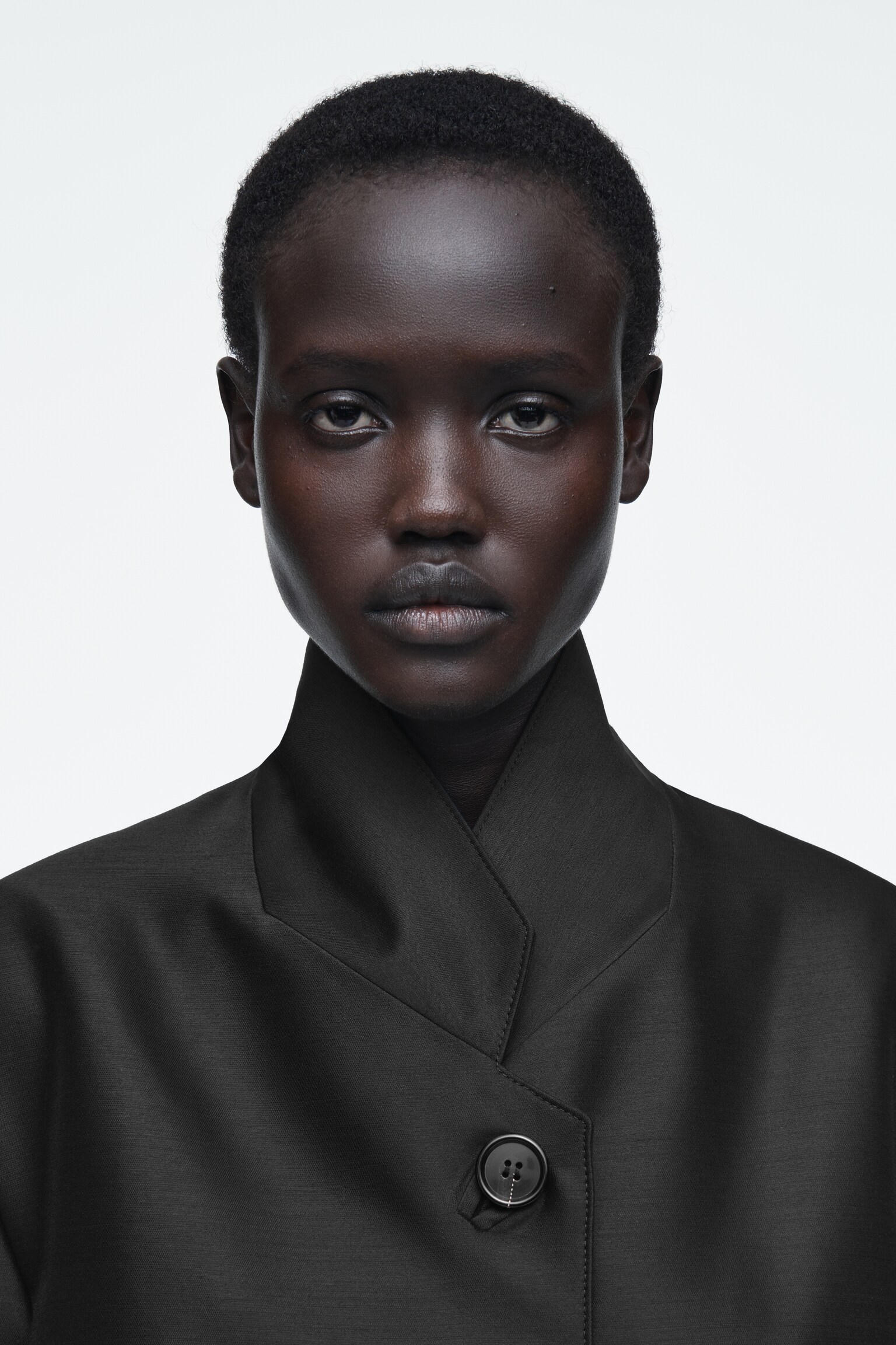 SINGLE-BREASTED WOOL-SATIN COAT - BLACK - 7