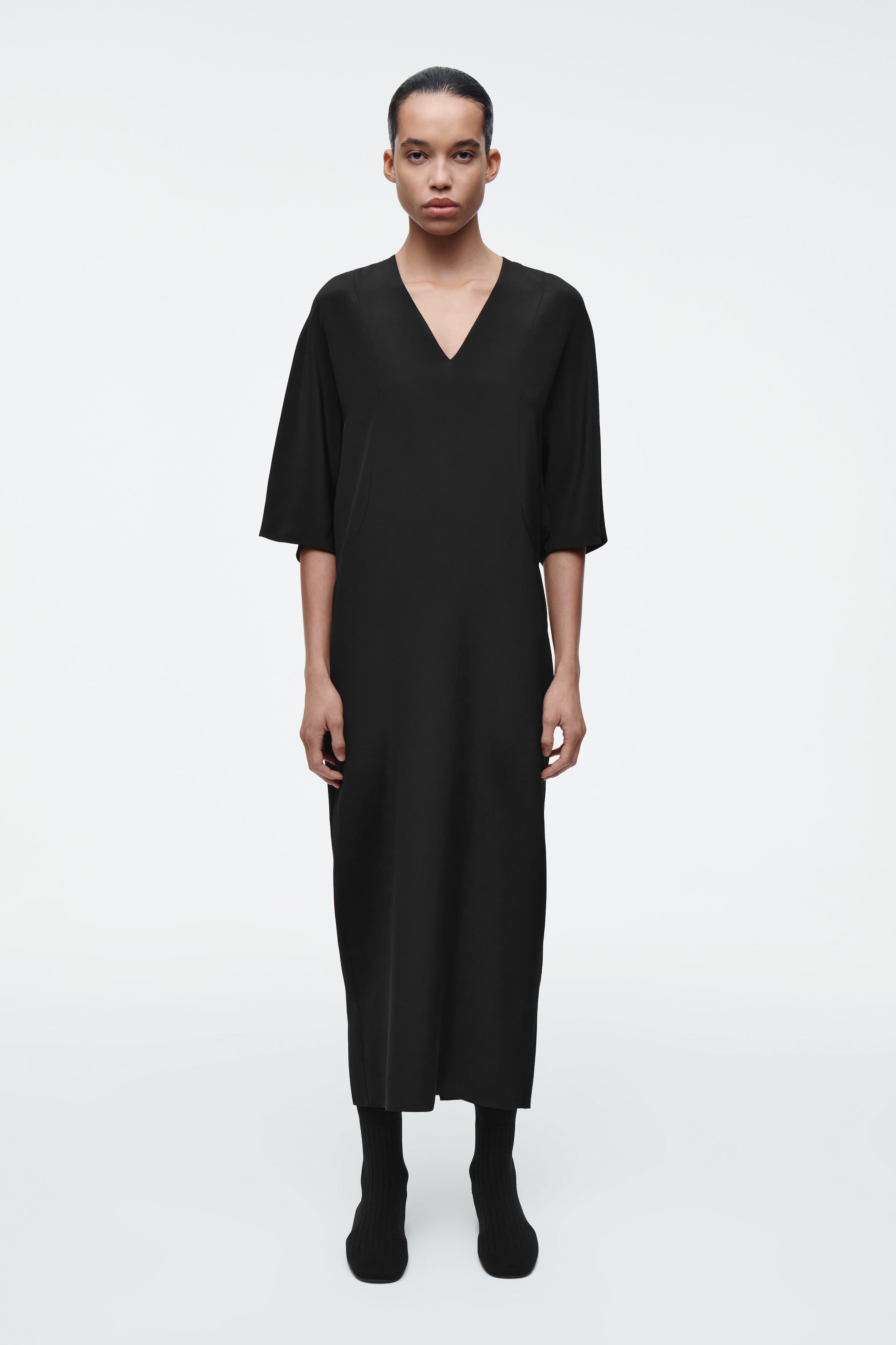 DRAPED SILK DRESS