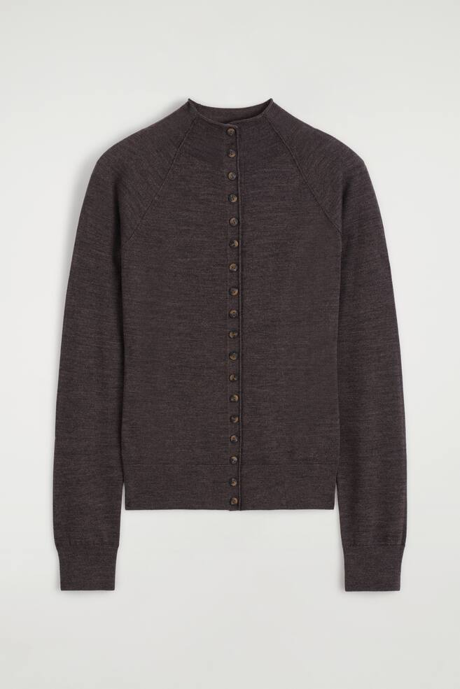 Vest van merinowol met opstaande kraag - Bruin gemêleerd/ZWART - 1