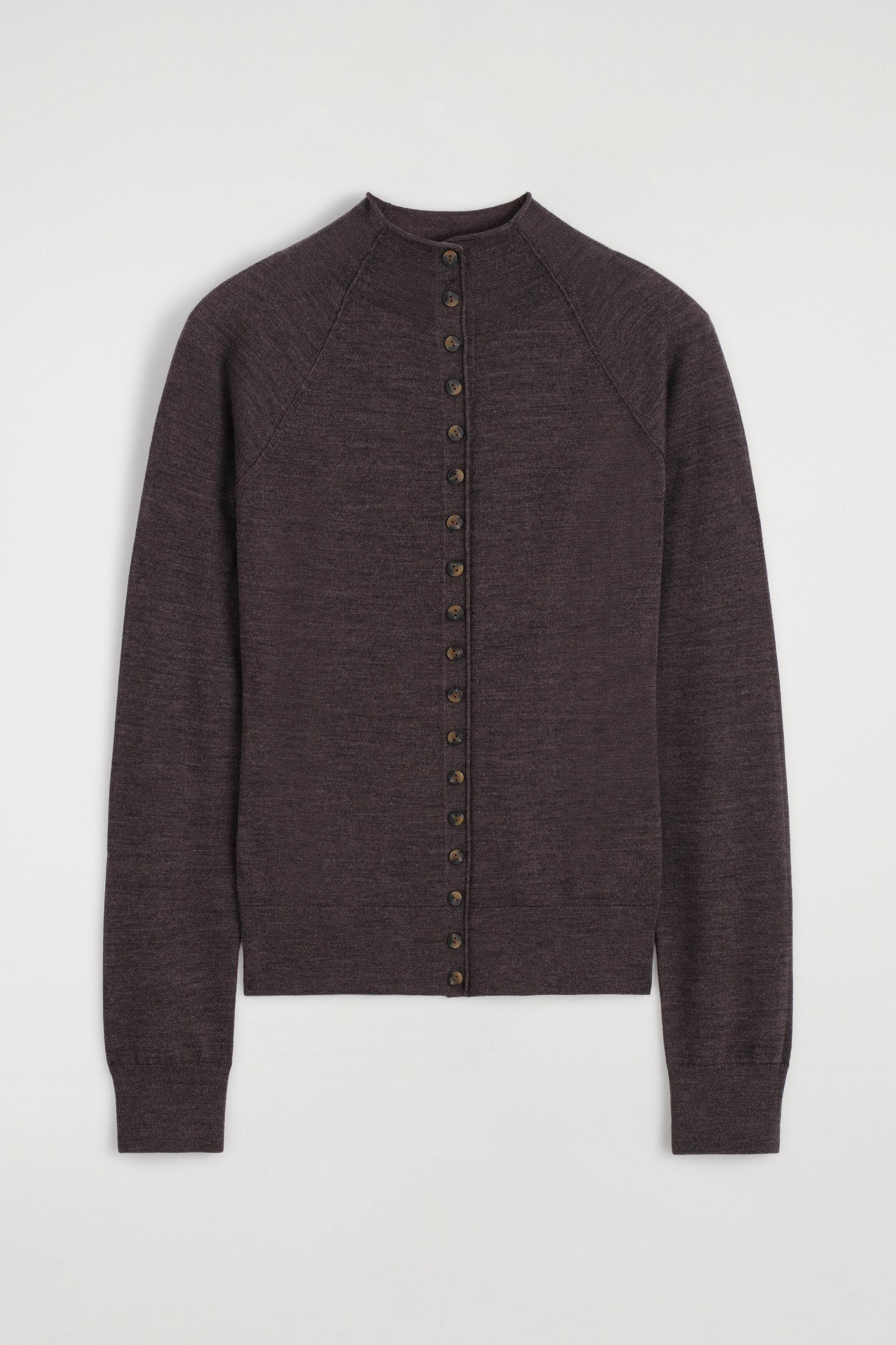 Merino Wool Mock-neck Cardigan