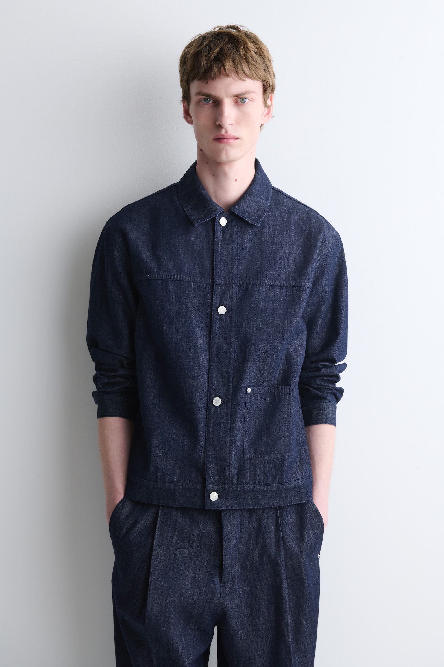 Skjortejakke i denim - indigo - 1