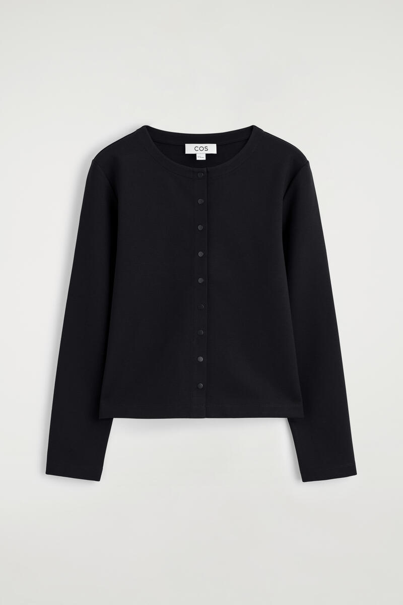 Cos Minimal Jersey Cardigan In Black