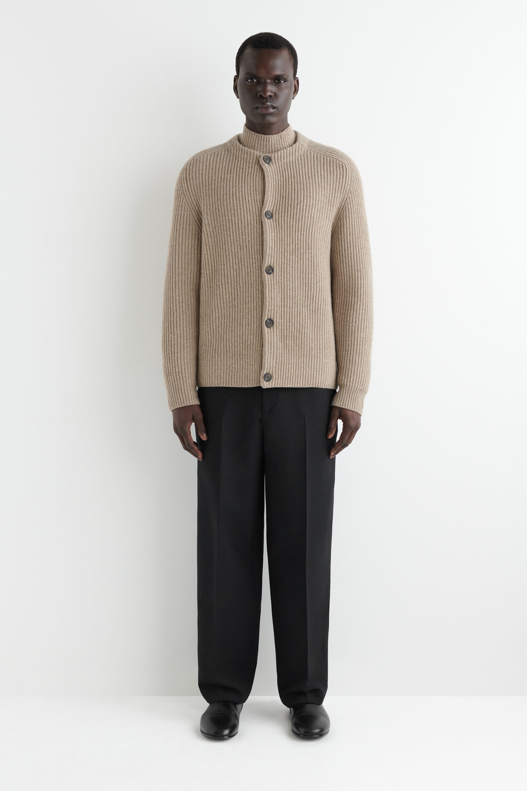 CARDIGAN GIROCOLLO IN LANA A COSTE