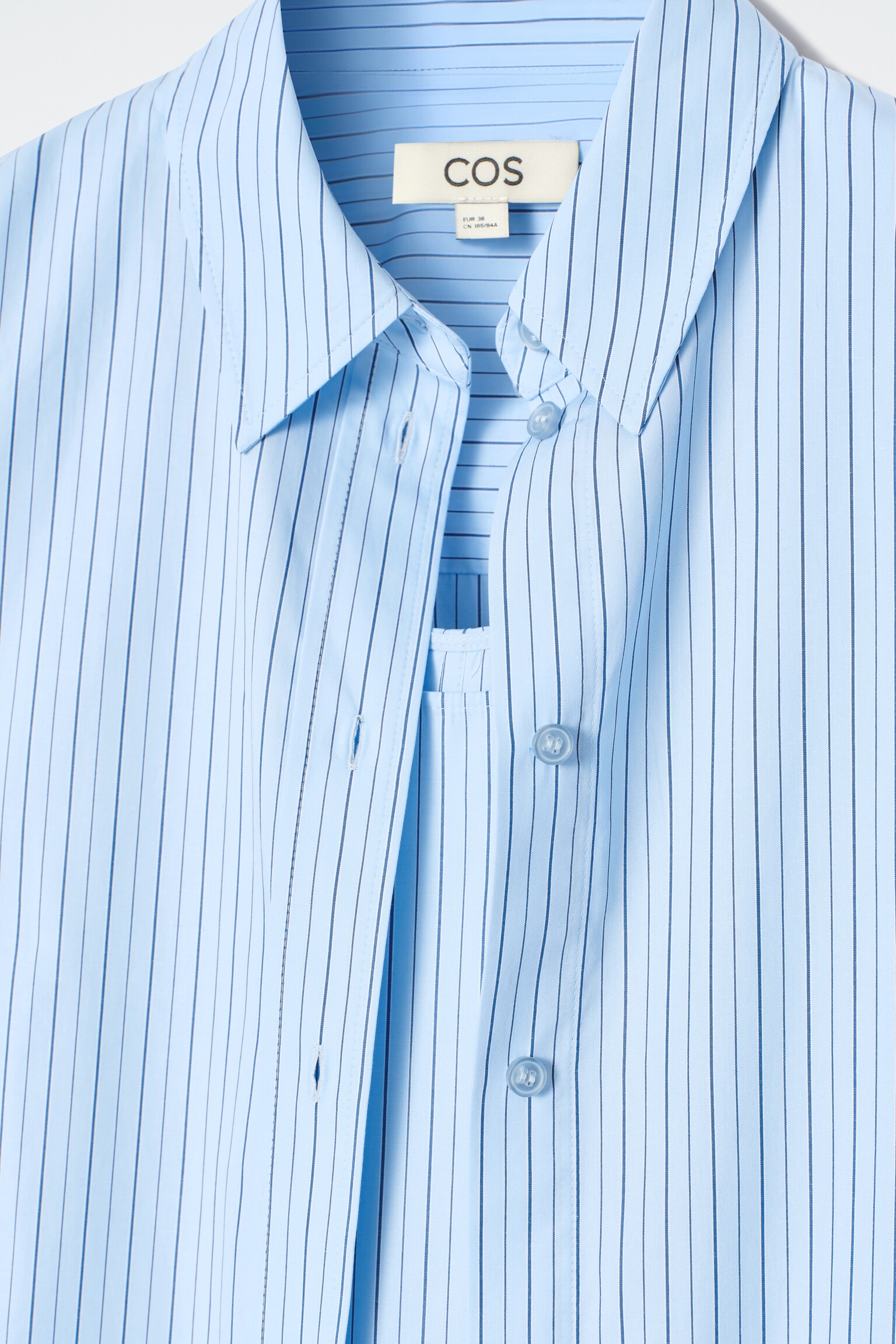 ROBE-CHEMISE TRAPÈZE RAYÉE EFFET SUPERPOSÉ - BLEU / RAYÉ - 9