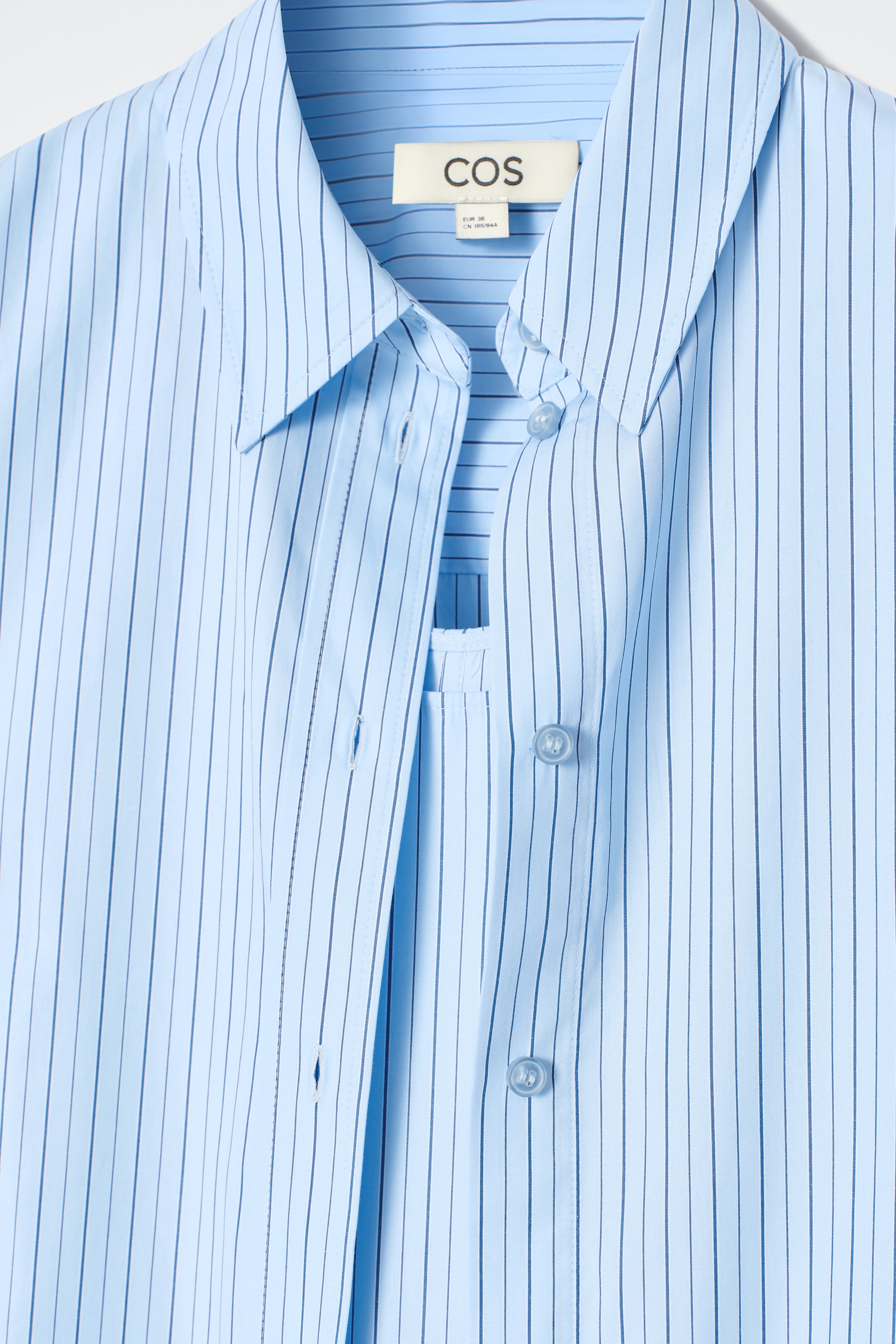 Ingrandisci l'immagine: LAYERED STRIPED TRAPEZE SHIRT DRESS - BLUE / STRIPED - DONNA | H&M CH 9