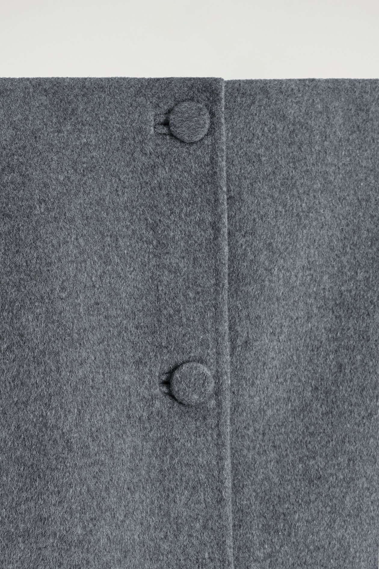 BUTTONED DOUBLE-FACED WOOL MINI SKIRT — GREY