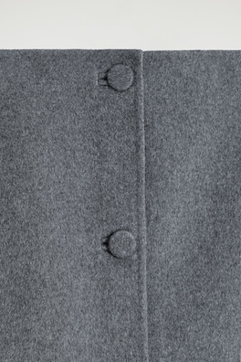 BUTTONED DOUBLE-FACED WOOL MINI SKIRT — GREY 5