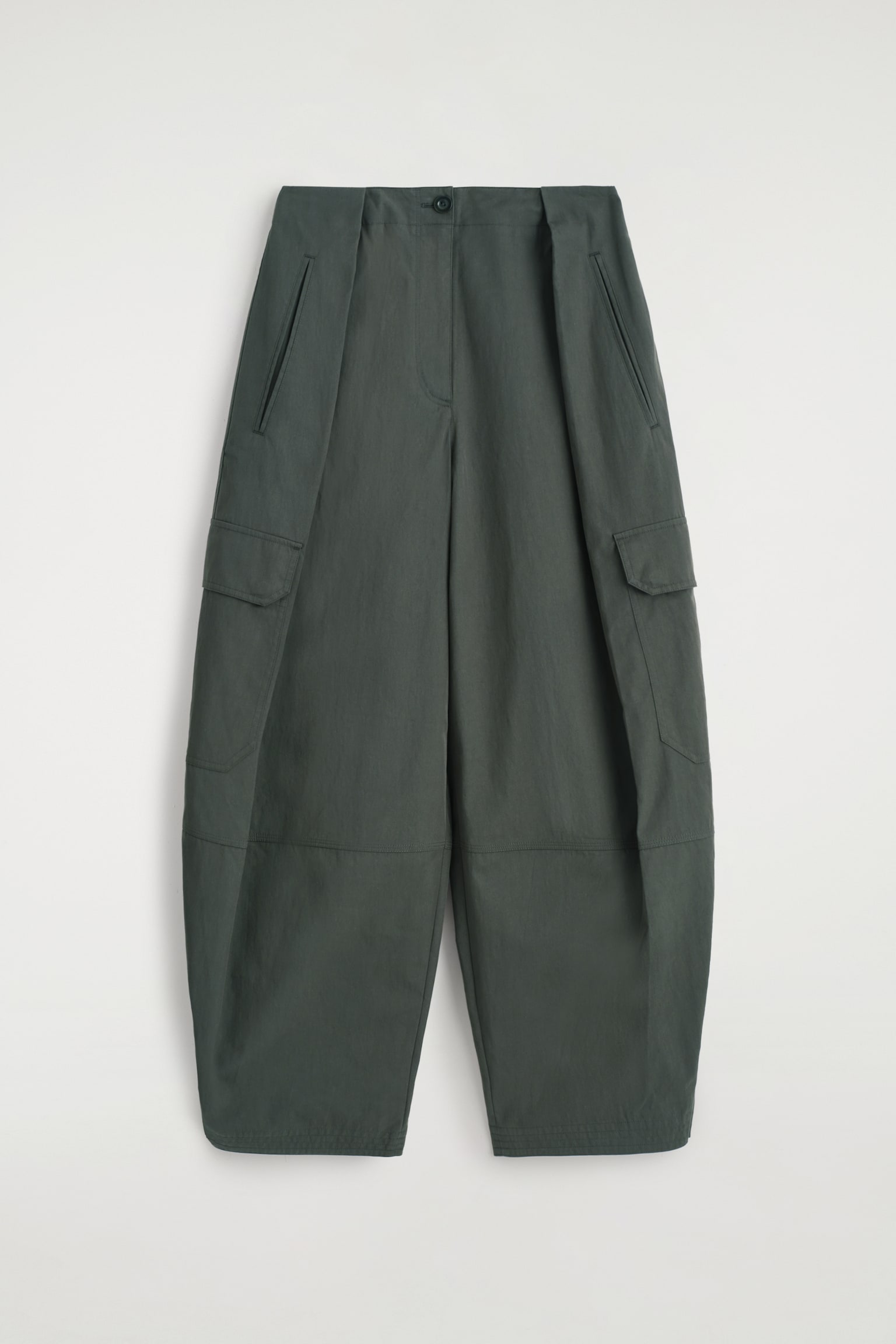 PANTALONI IN STILE UTILITY CON TAGLIO BARREL LEG - VERDE SCURO - 2