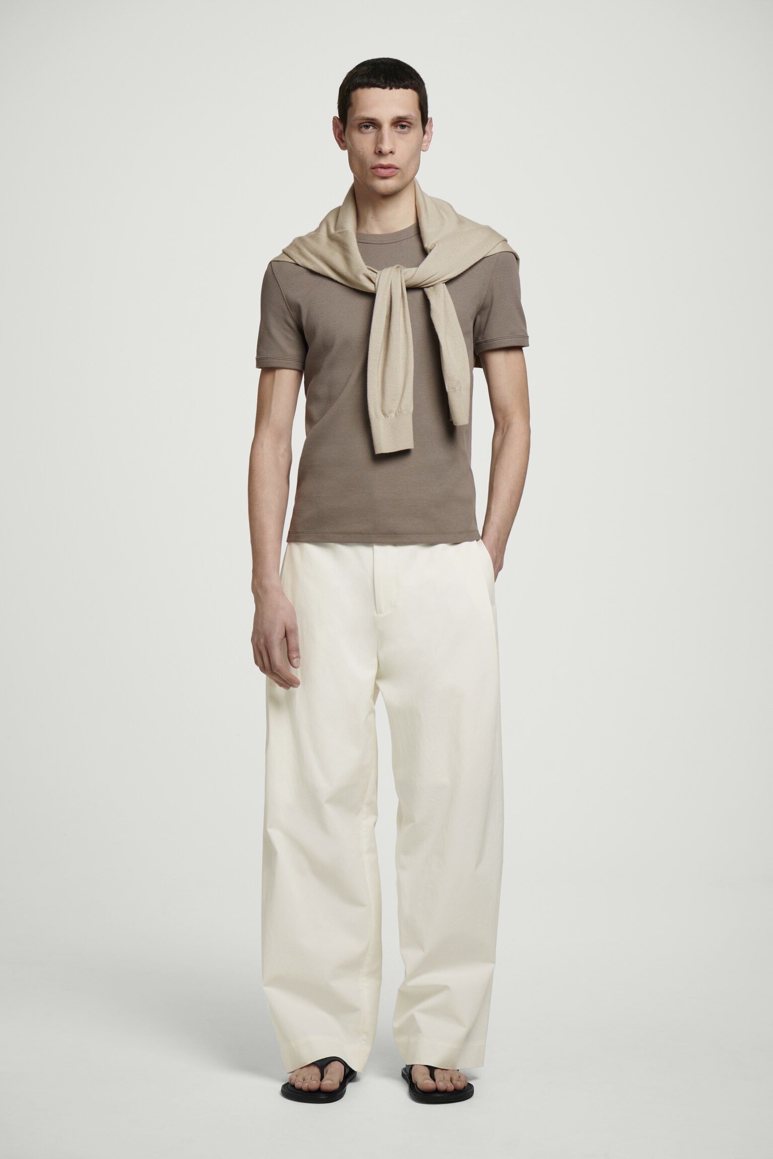 T-SHIRT SLIM IN COTONE A COSTE - TALPA SCURO/GRIGIO CHIARO/BLU NAVY/KAKI SCURO/NERO/BIANCO/KAKI/ANTRACITE - 6