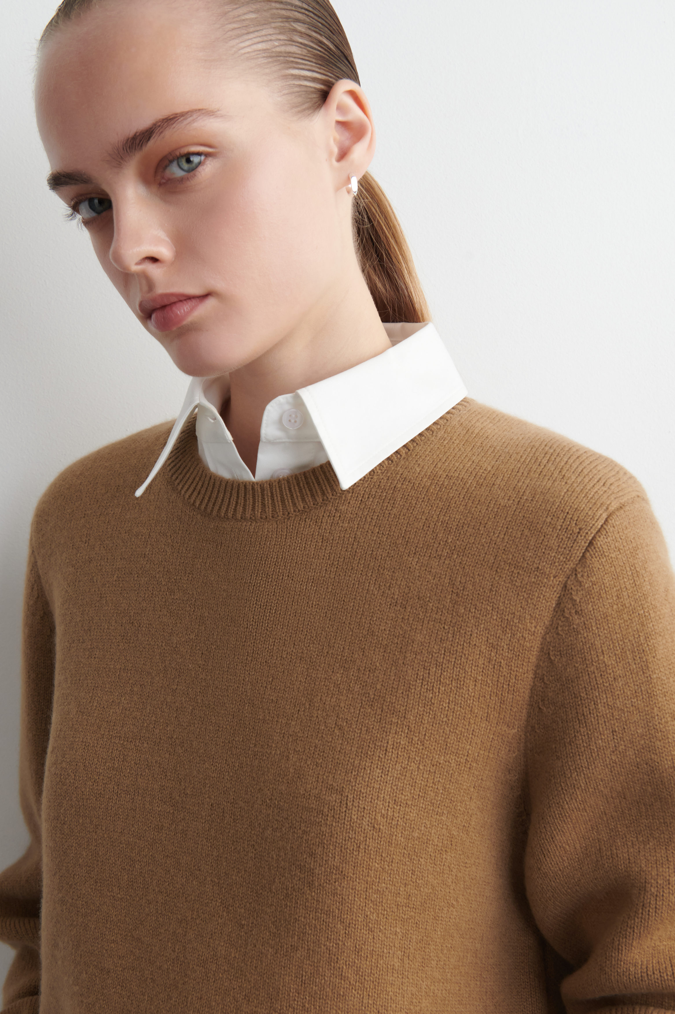 MERINO WOOL CREW-NECK SWEATER - BROWN | COS US