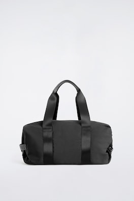 LEATHER-DETAIL DUFFEL BAG - NYLON — BLACK 5