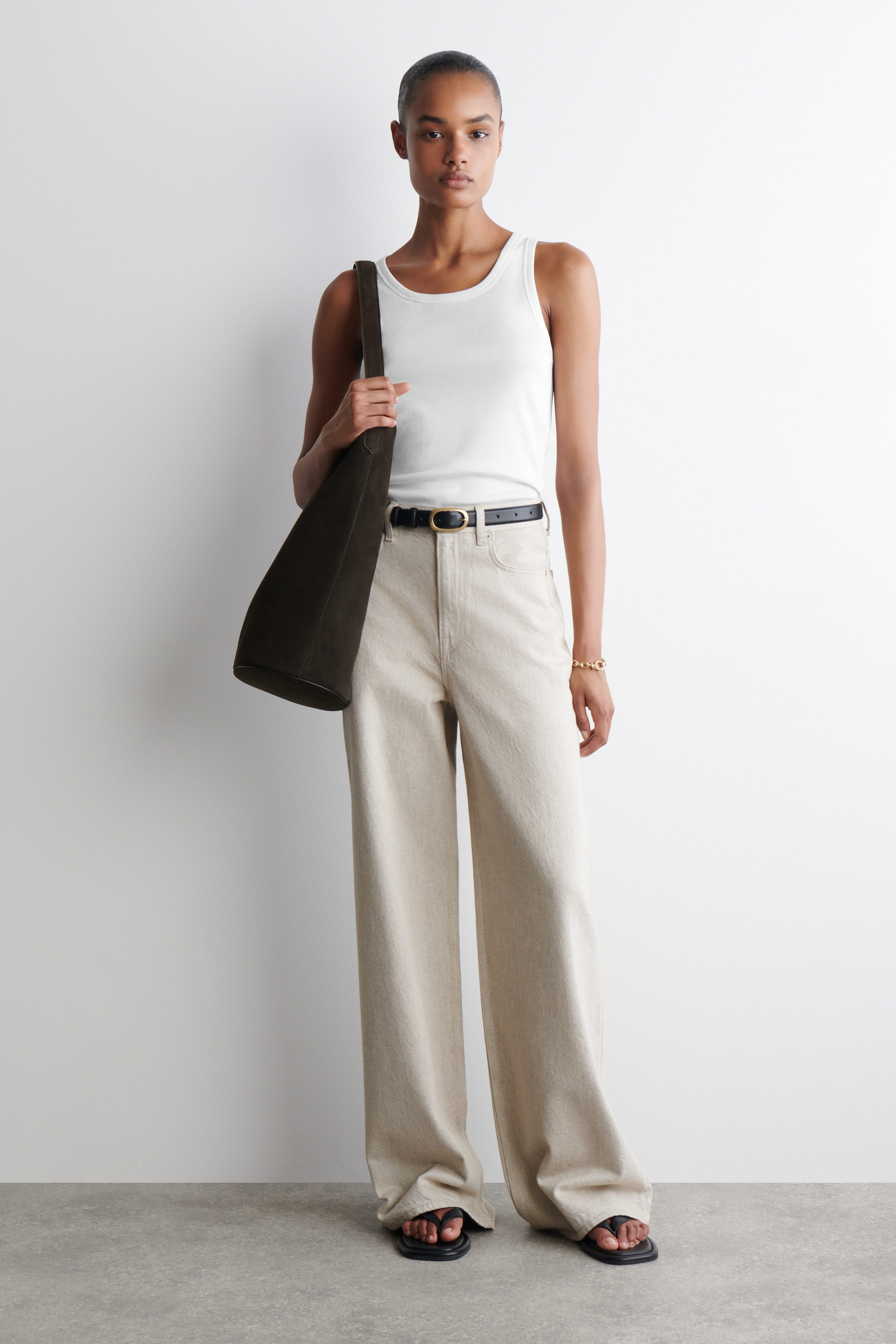 DIAL WIDE-LEG JEANS - LIGHT BEIGE | COS