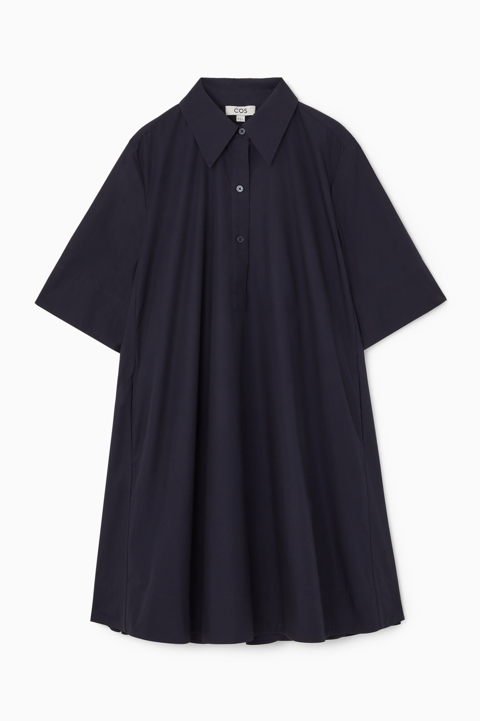 A-LINE MINI SHIRT DRESS - NAVY/WHITE - 1