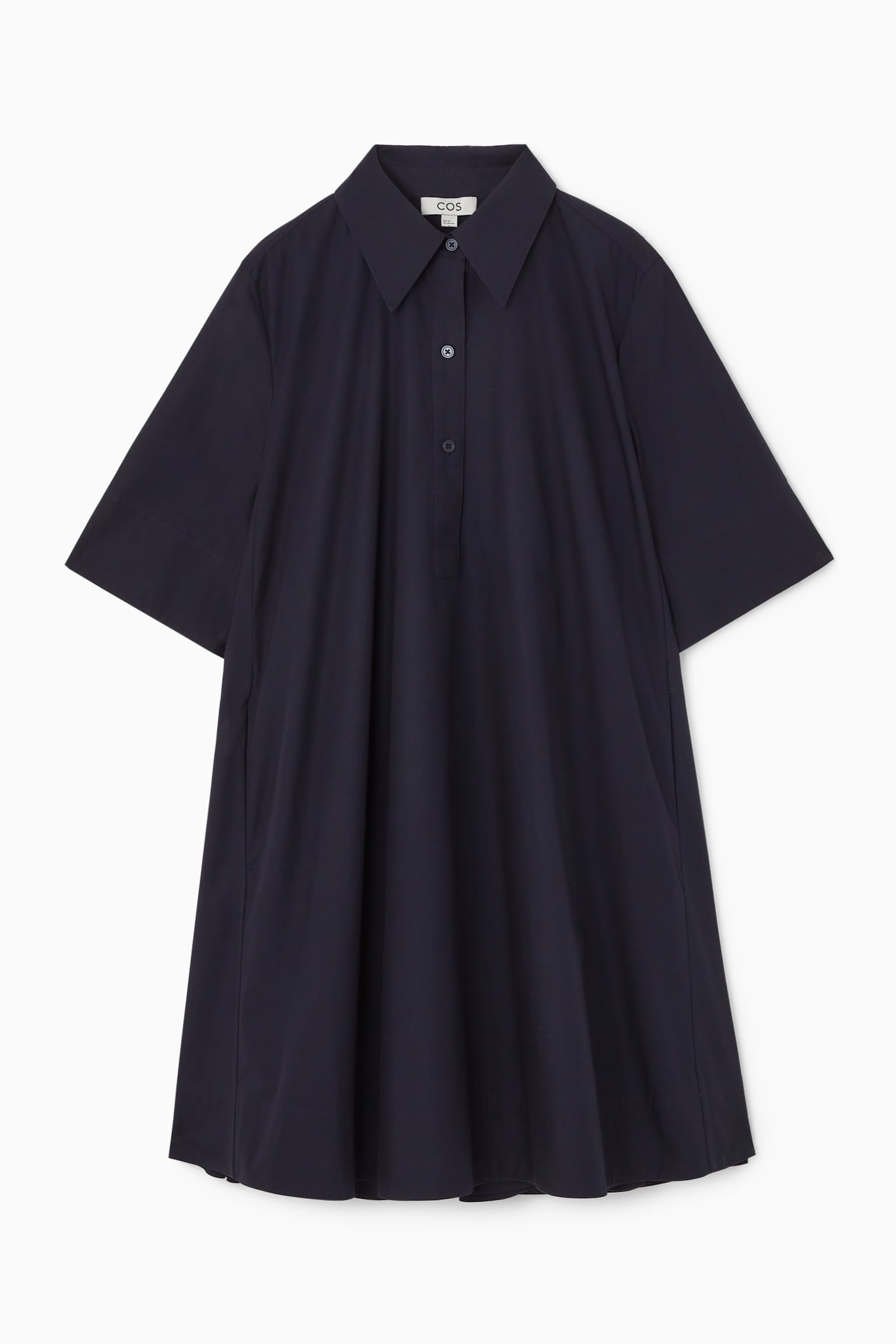 A-LINE MINI SHIRT DRESS - NAVY/WHITE