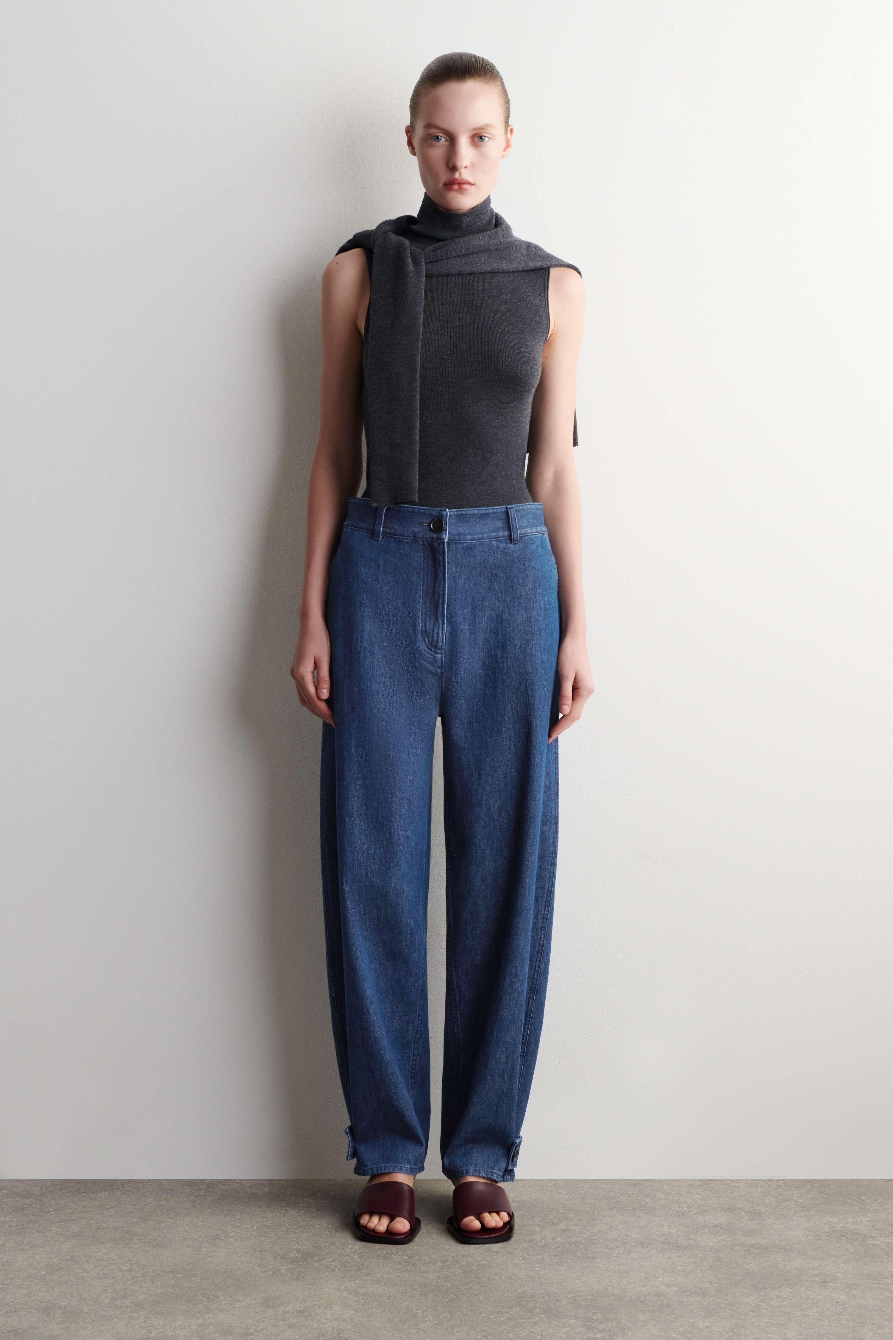 Tulipanbukser i denim - Blå
