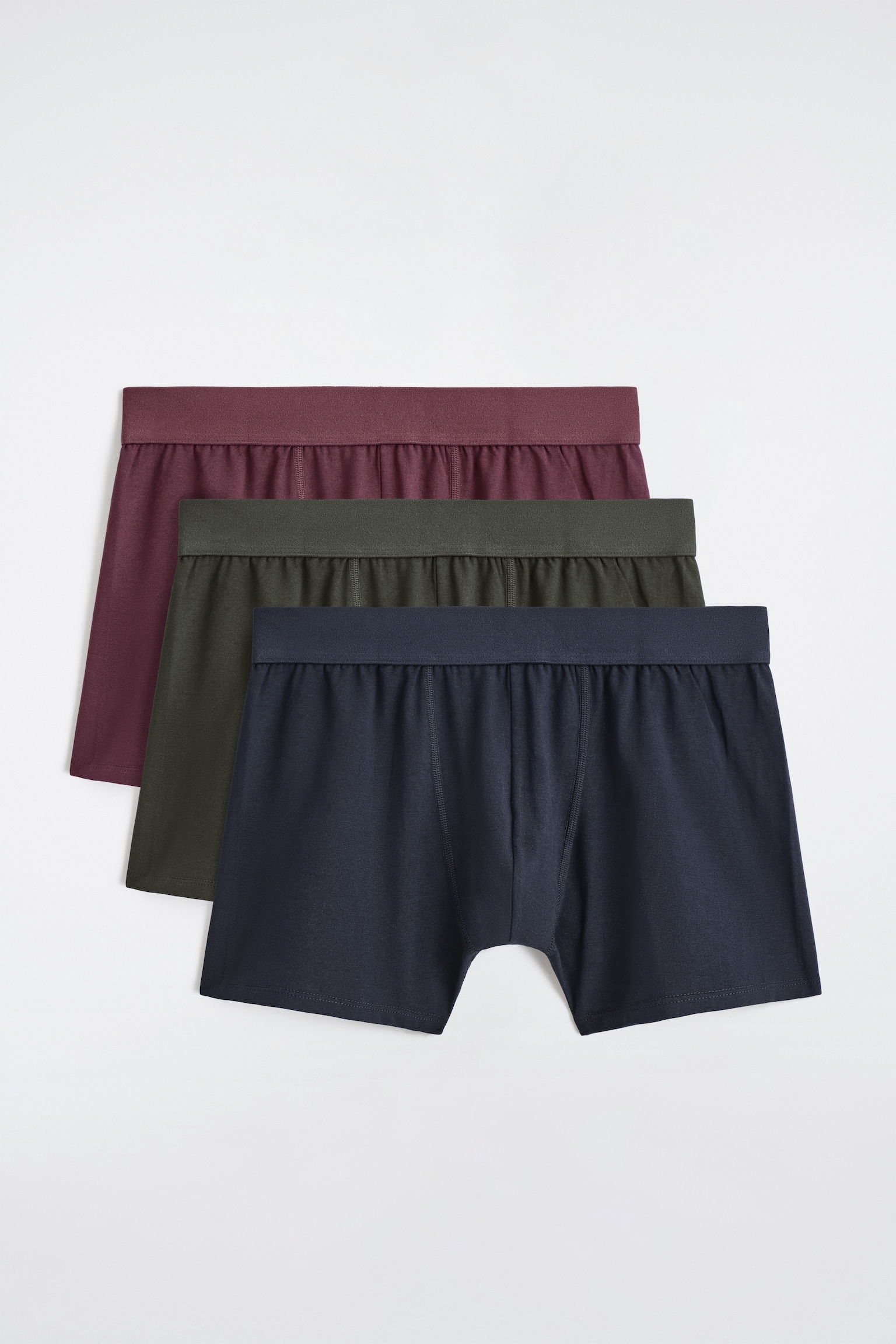 3-PACK COTTON BOXER BRIEFS - NAVY / GREY / RED/WHITE / NAVY / GREY