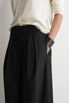 PLEATED COTTON TAPERED UTILITY PANTS — BLACK 2