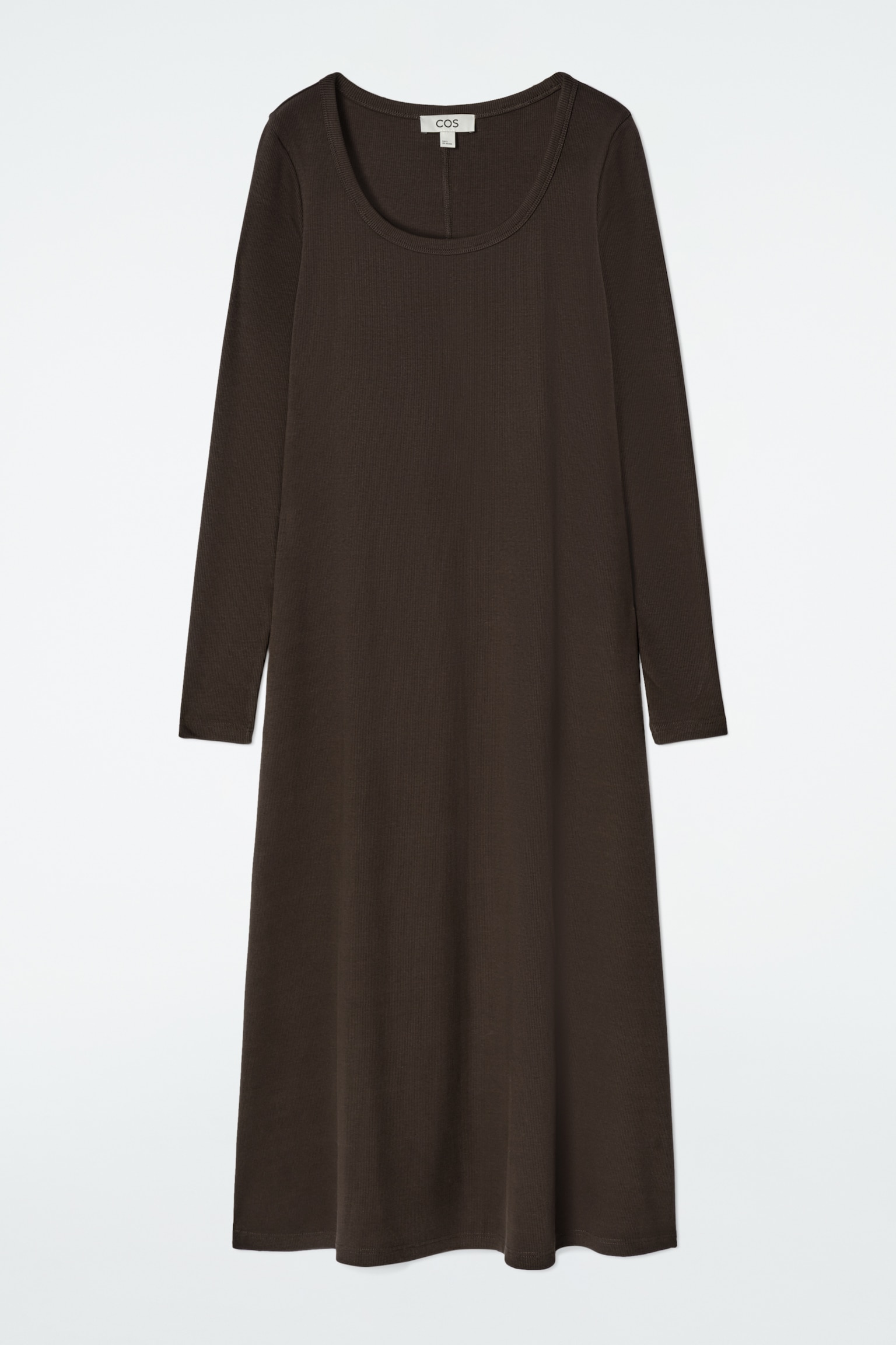 SLIM RIBBED-JERSEY MIDI DRESS - BROWN/NAVY