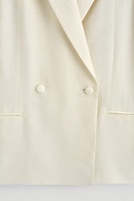 LINEN-BLEND TUXEDO BLAZER — ECRU 6