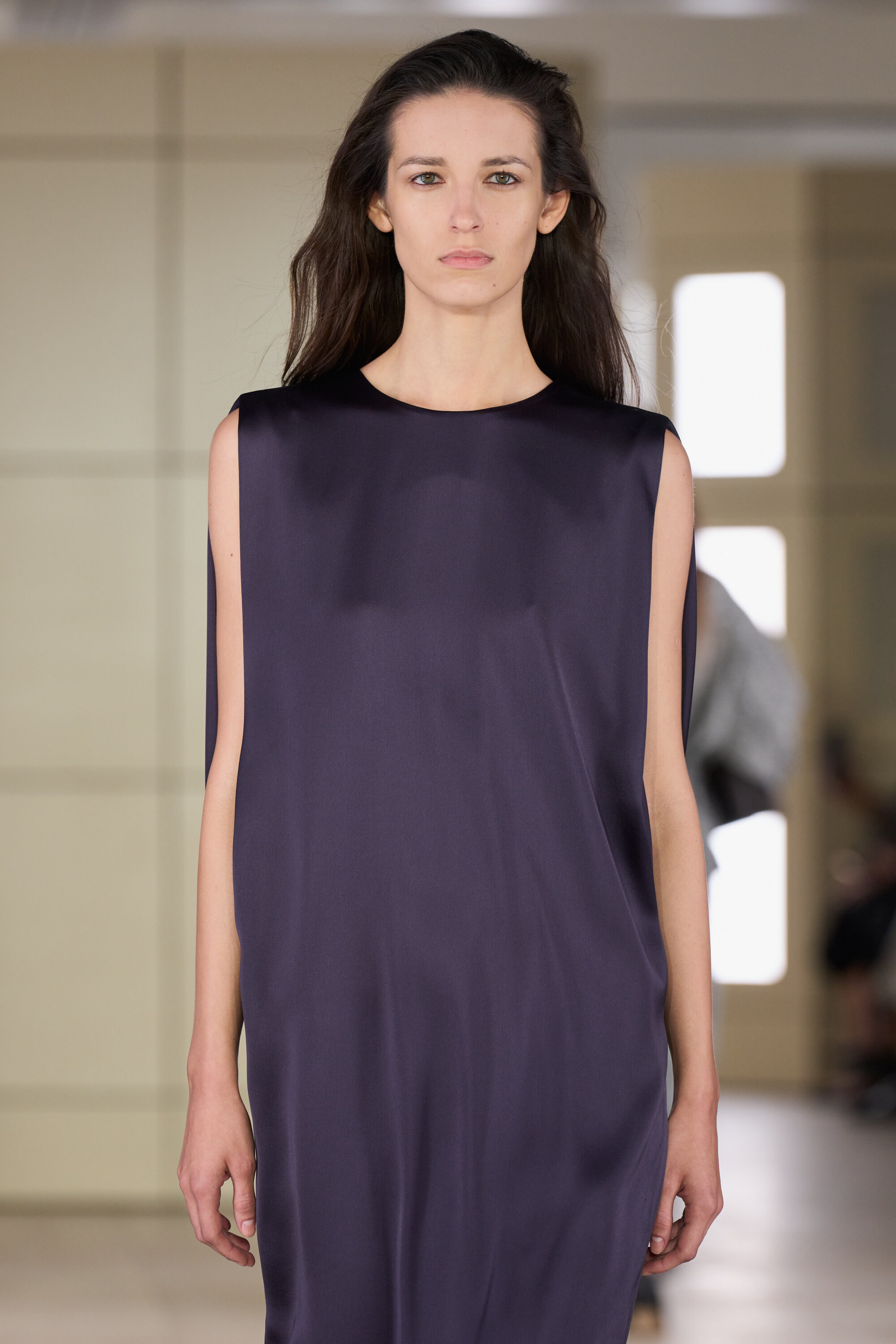 DRAPED OPEN-BACK MATTE-SATIN DRESS - AUBERGINE | COS US