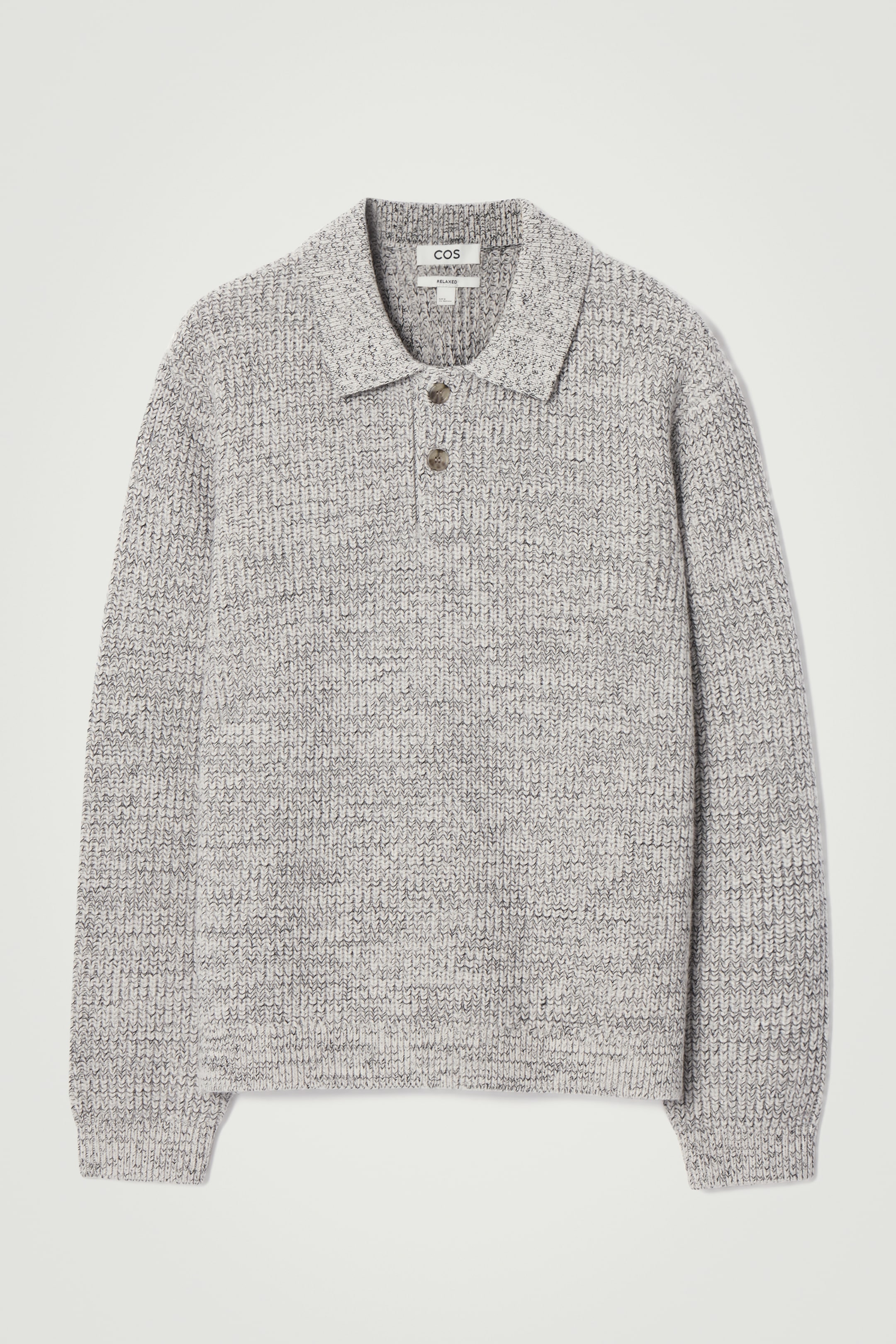 Agrandir l'image: PULL POLO EN FIL DE LAINE TORSADÉ - GRIS CHINÉ - HOMME | H&M CH 1