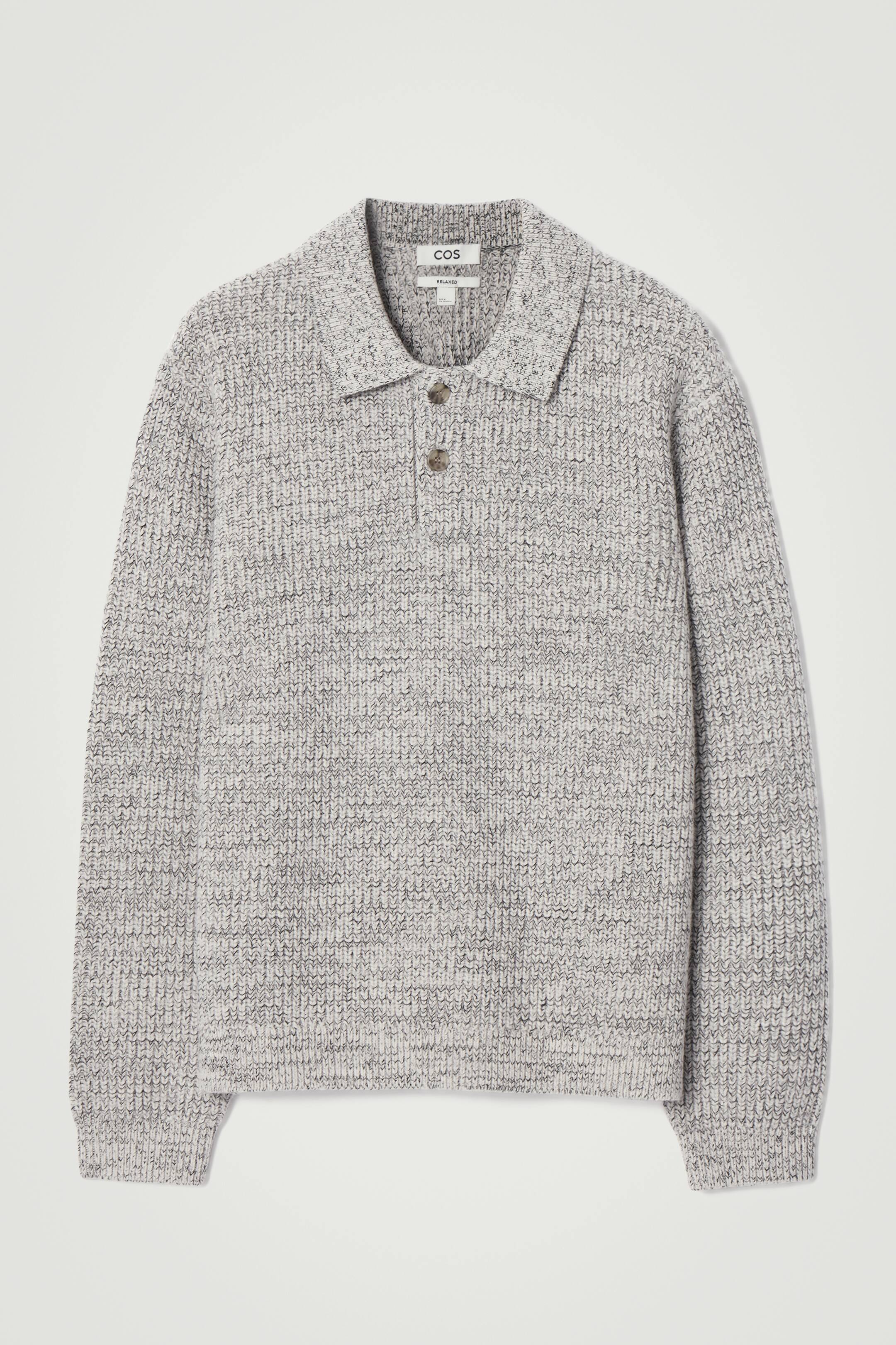 Vis større bilde: TWISTED-YARN WOOL POLO JUMPER - GREY MÉLANGE - Men | H&M NO 1
