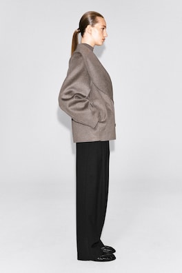 DOUBLE-FACED CASHMERE BOMBER JACKET — STONE 4