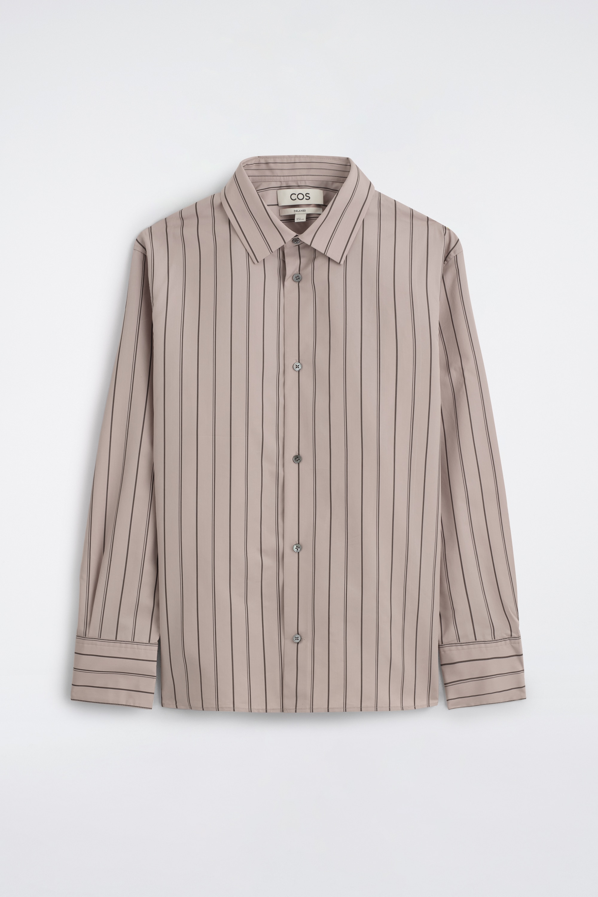 CHEMISE RAYÉE STRUCTURÉE EN COTON ET SOIE - MAUVE / CHOCOLAT / RAYURES
