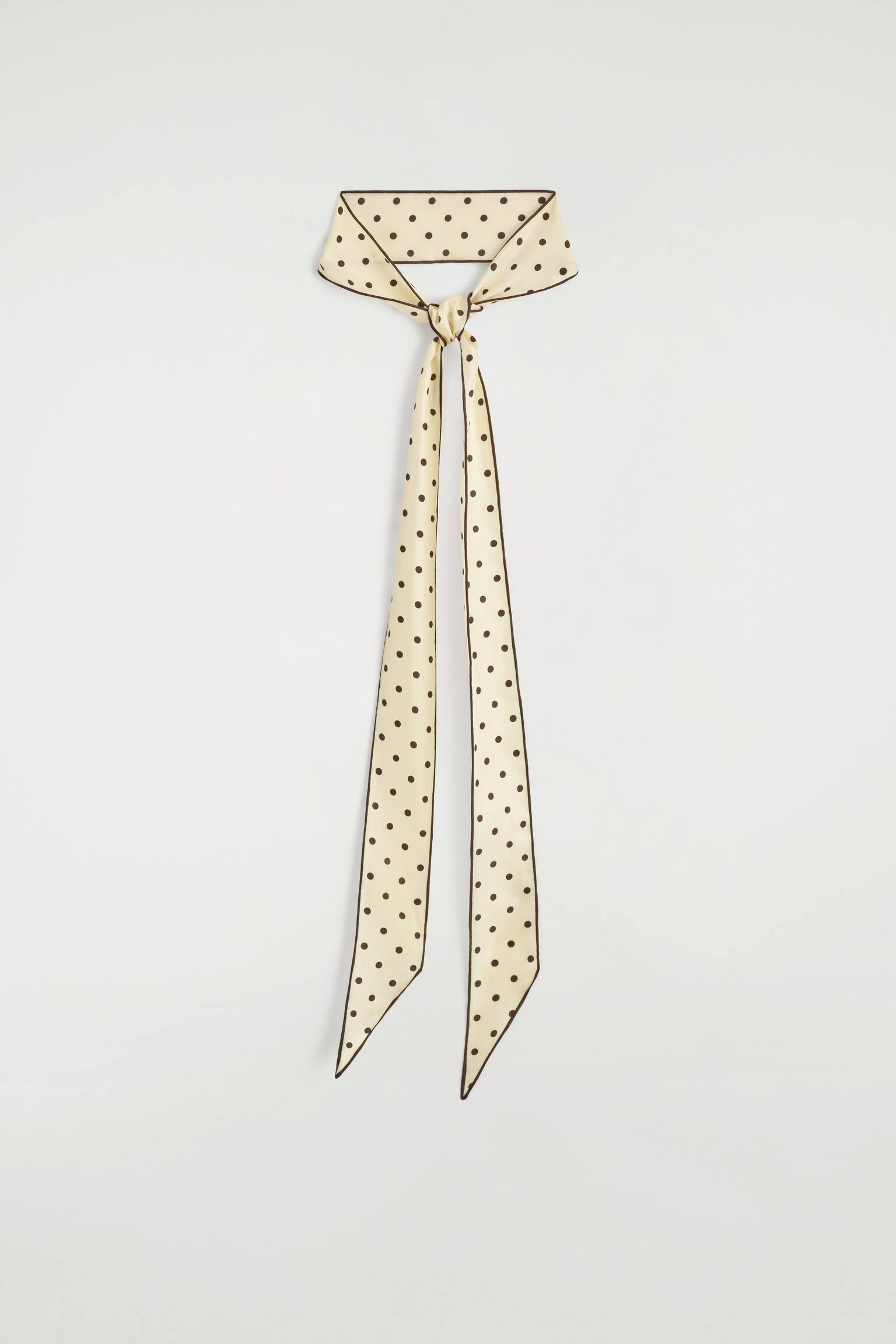 צעיף משי דק עם הדפס נקודות - YELLOW / BROWN / POLKA DOT - 1