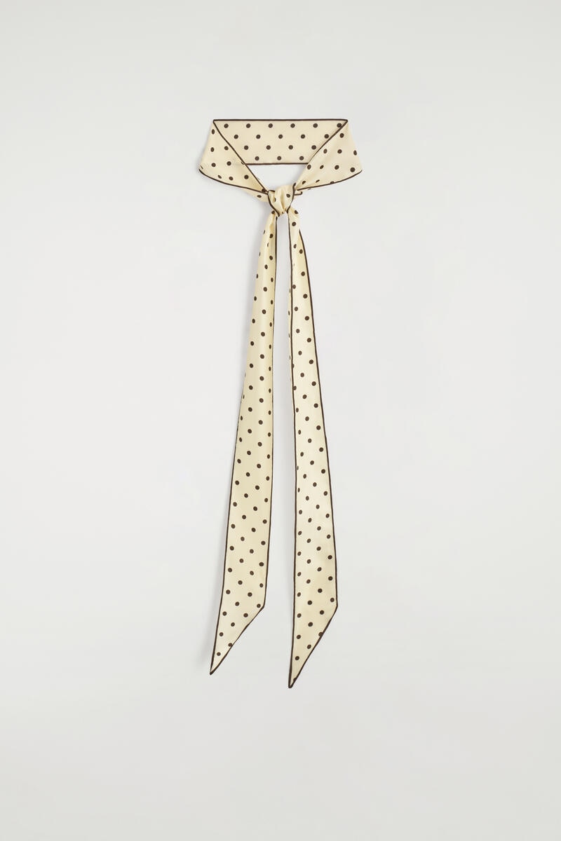 Polka-Dot Silk Skinny Scarf