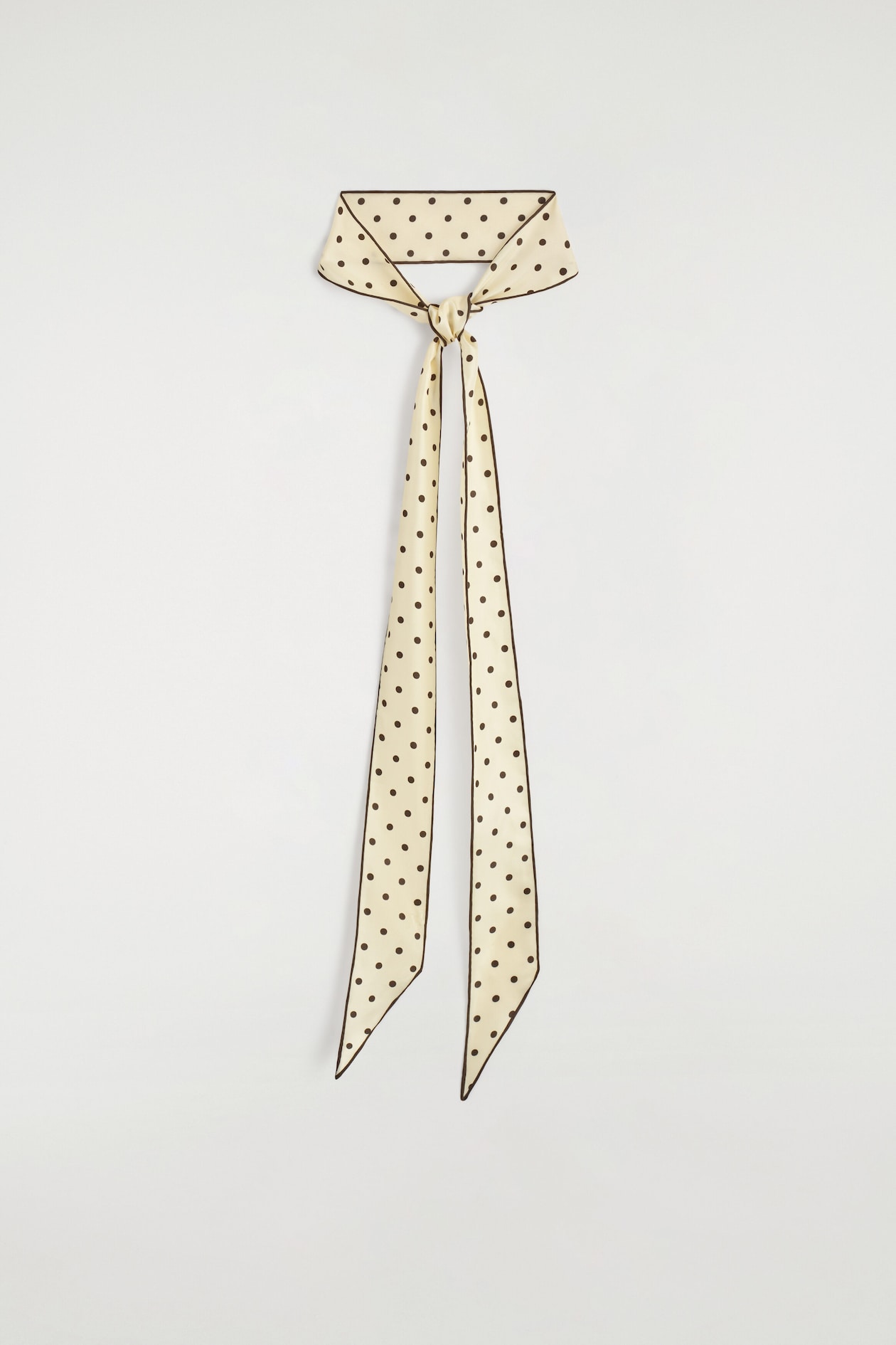 SLIM POLKA-DOT SILK SCARF — YELLOW / BROWN / POLKA DOT