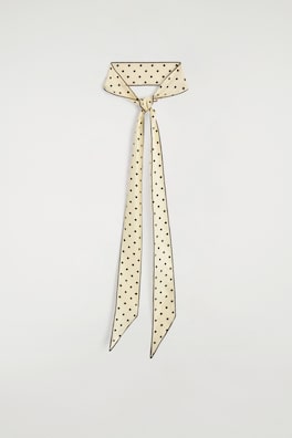 SLIM POLKA-DOT SILK SCARF — YELLOW / BROWN / POLKA DOT 6