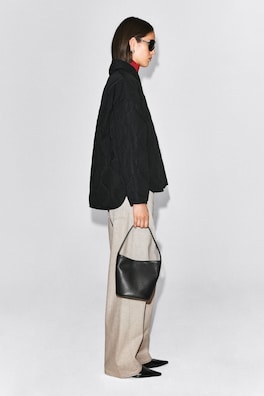 SHAWL-COLLAR QUILTED JACKET — BLACK 4