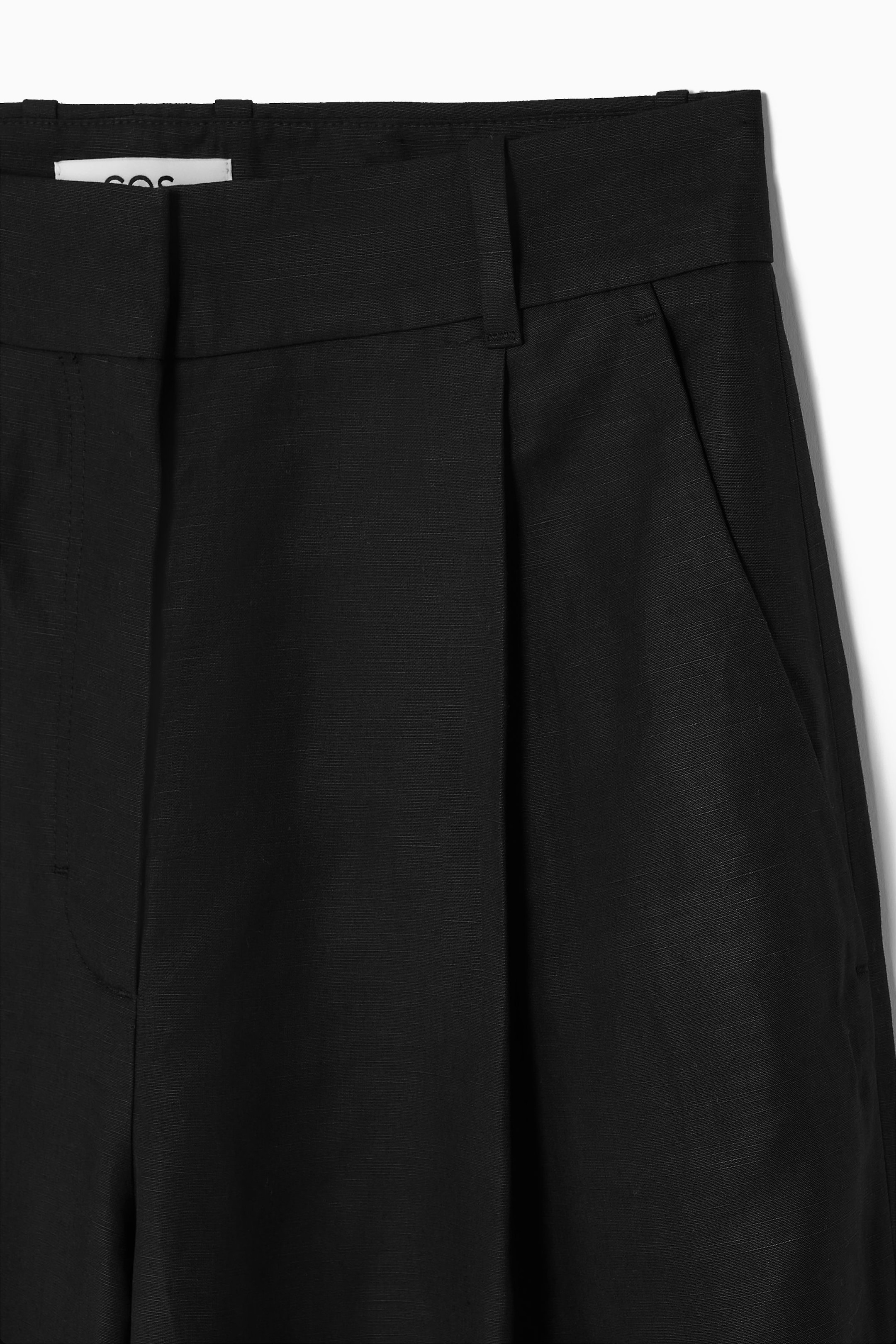 RELAXED LINEN-BLEND WIDE-LEG TROUSERS