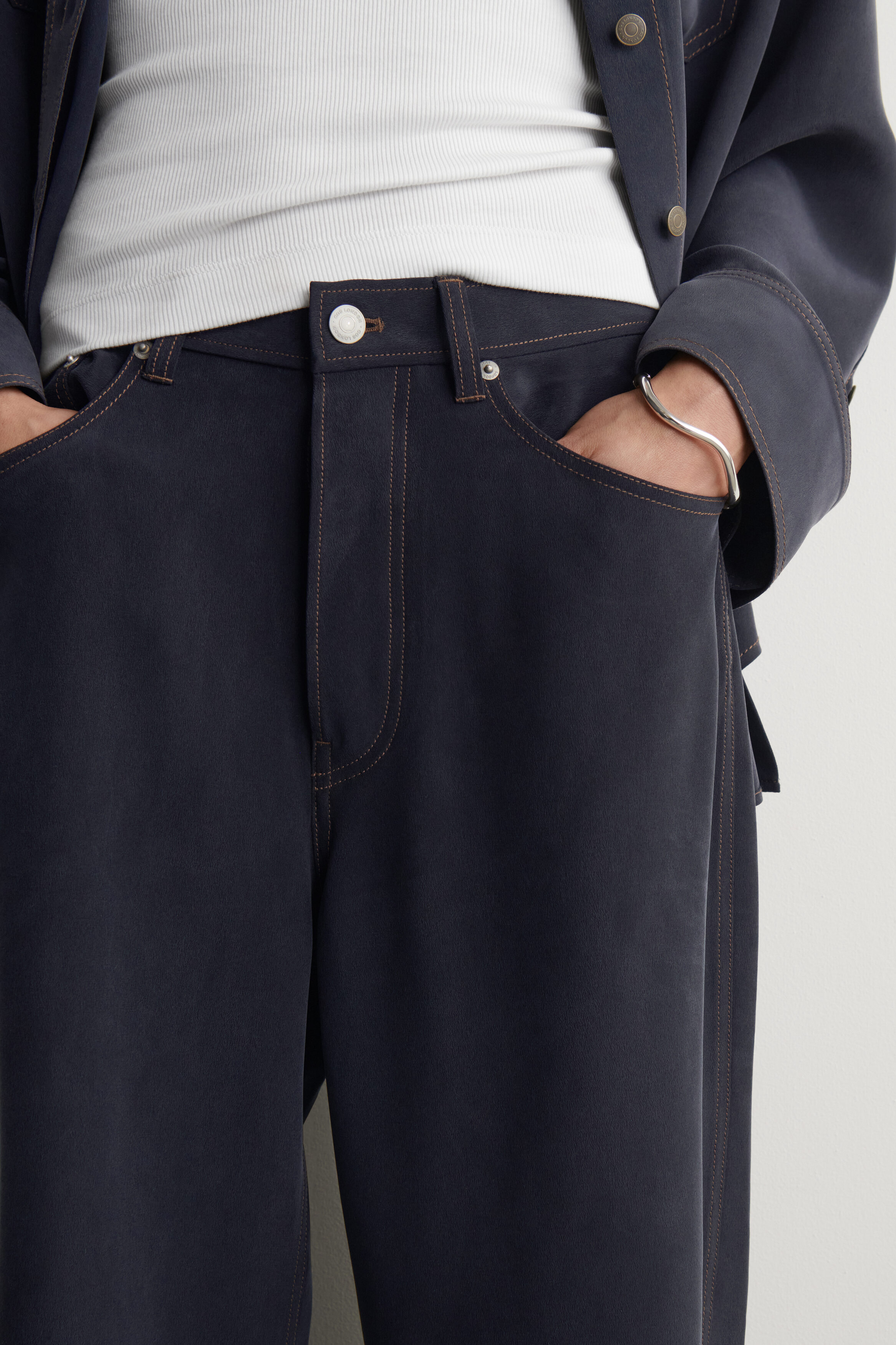 DENIM-EFFECT SILK PANTS - INDIGO | COS US